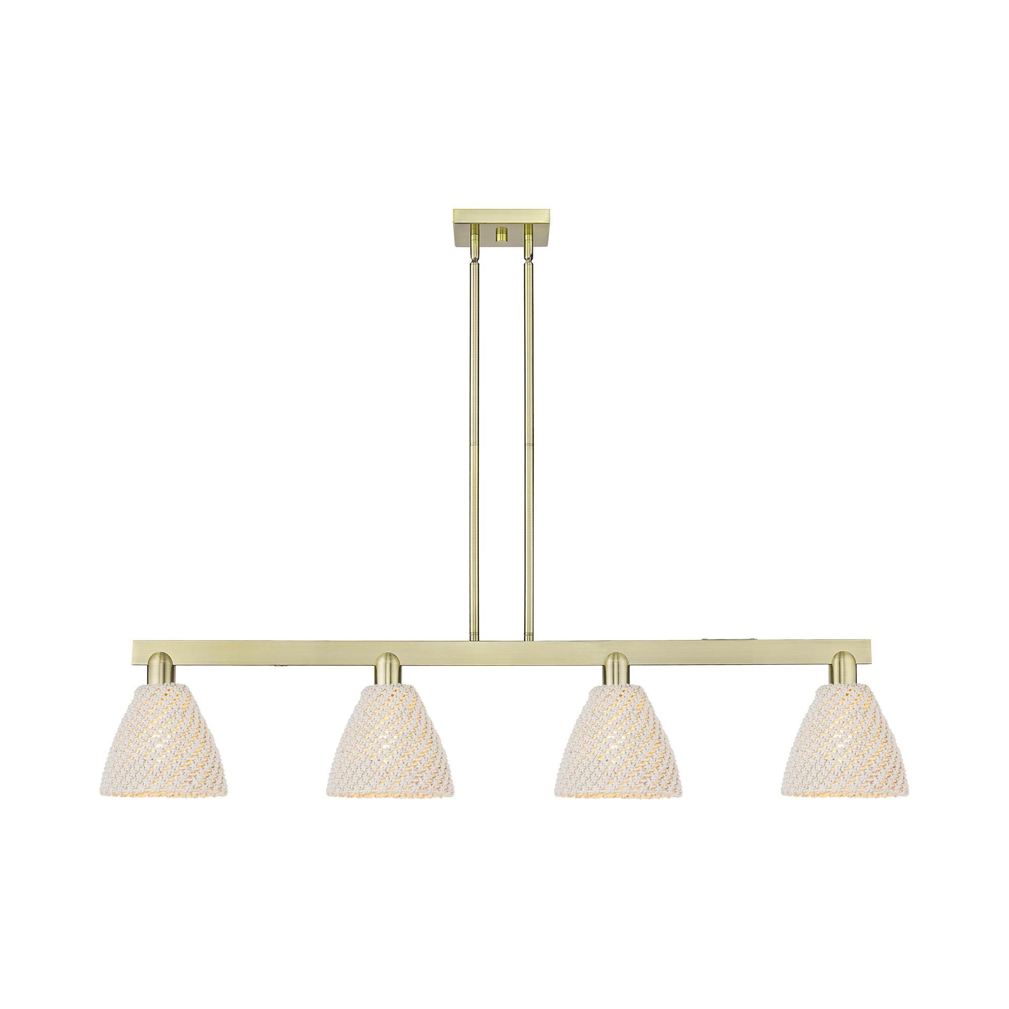 Shown in Antique Brass finish and Natural shade