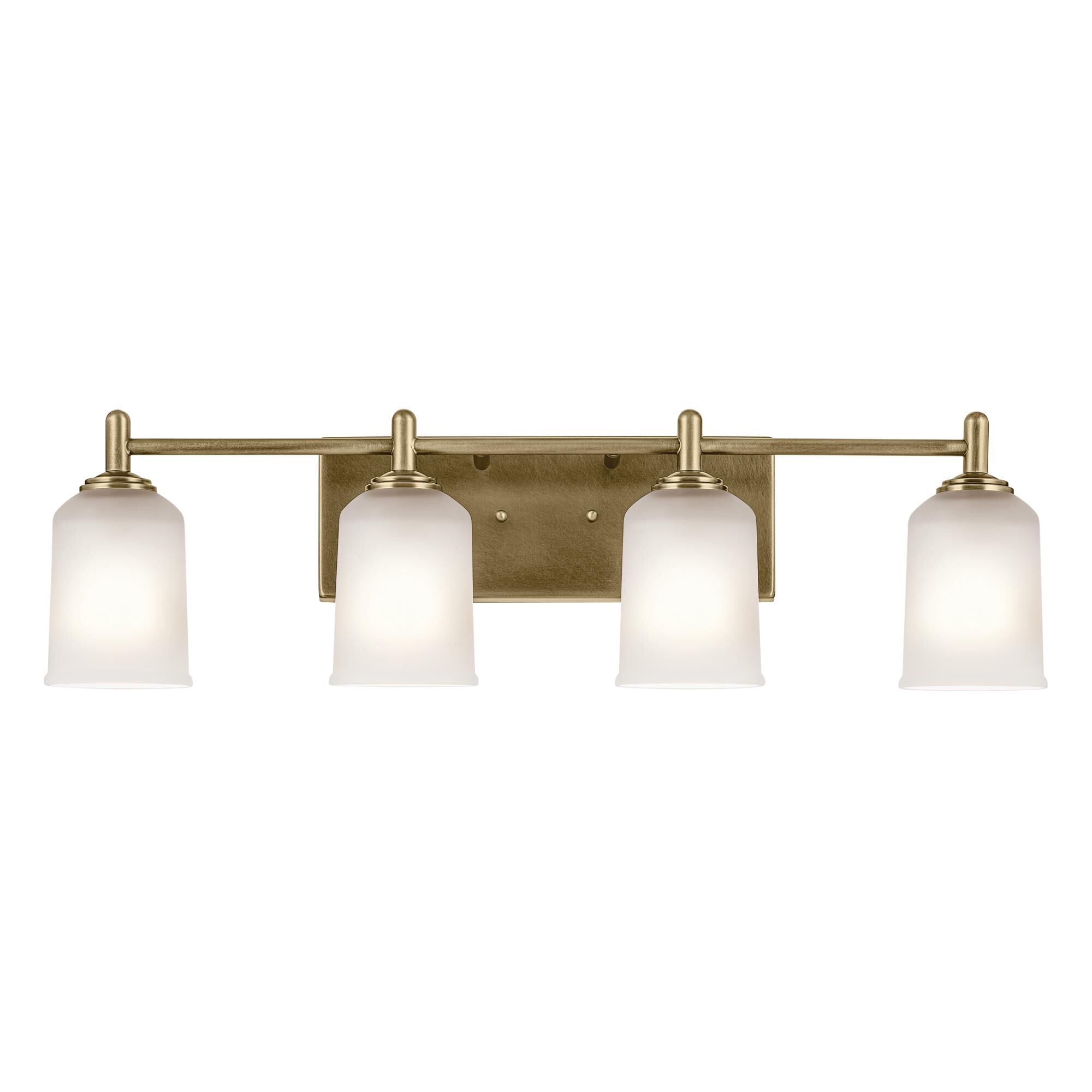 Shown in Natural Brass finish and Clear Satin Etched glass