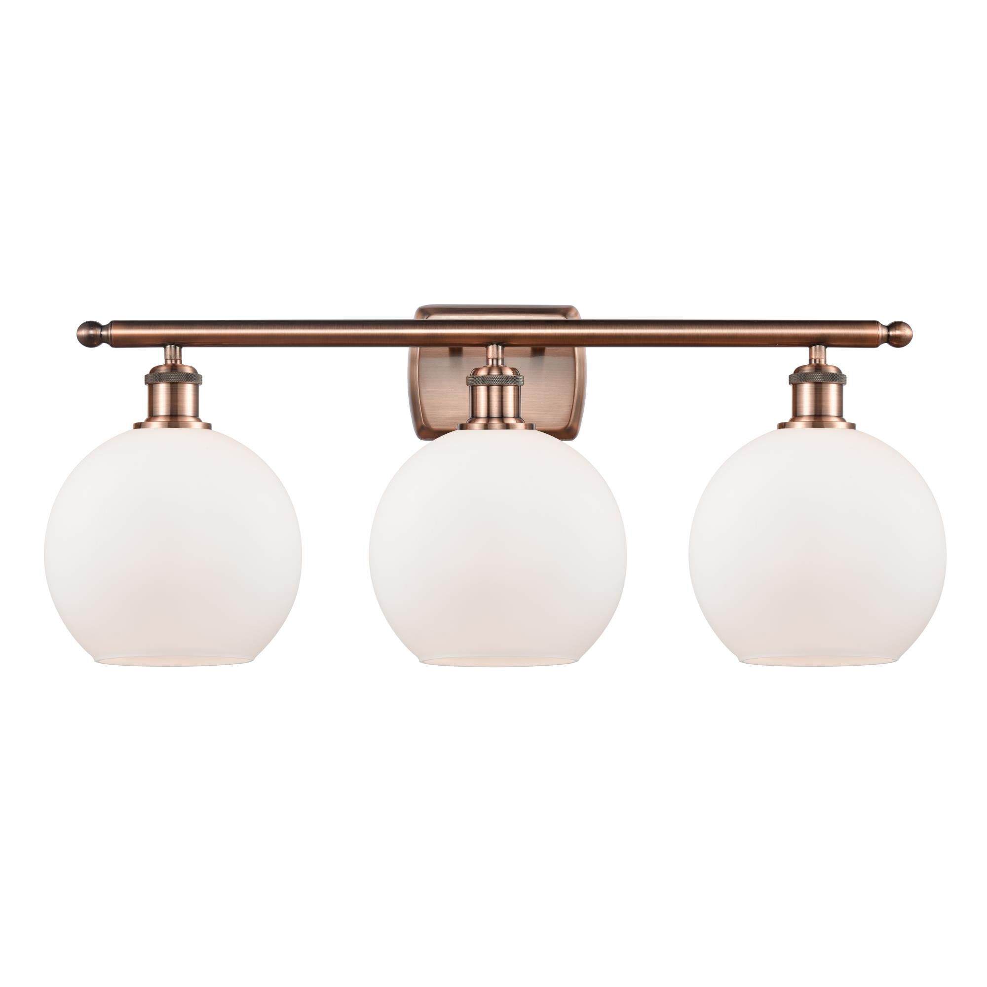Shown in Antique Copper finish and Sphere glass and Glass shade