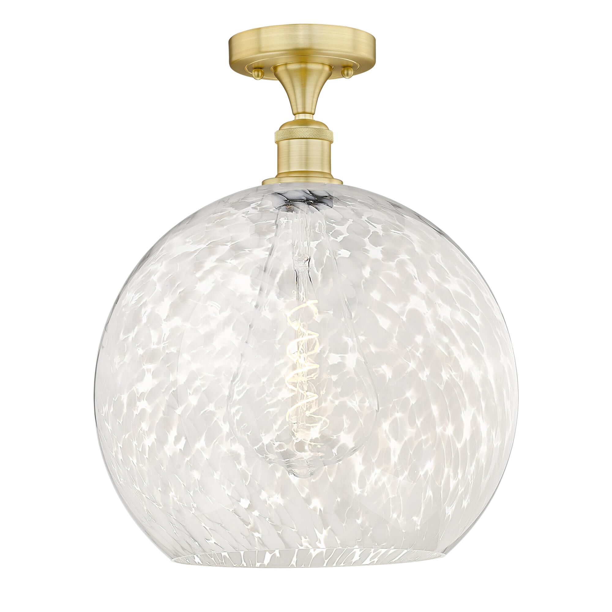 Bruno Marashlian White Mouchette 14 Inch Semi Flush Mount by Innovations Lighting