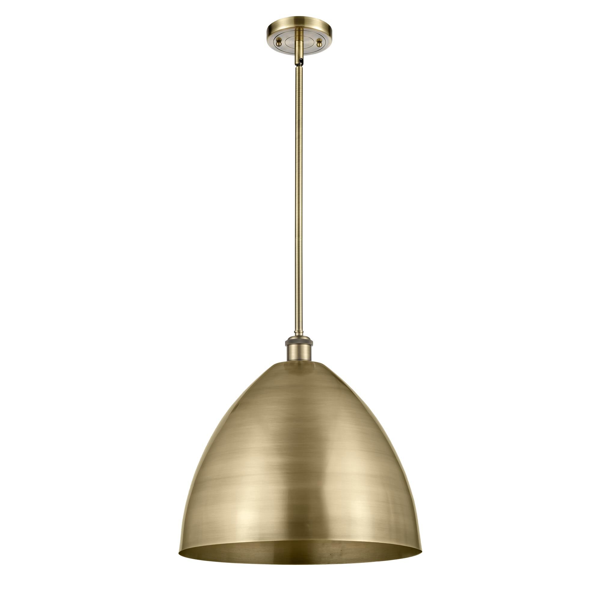 Shown in Antique Brass finish and Antique Brass Ballston Dome shade