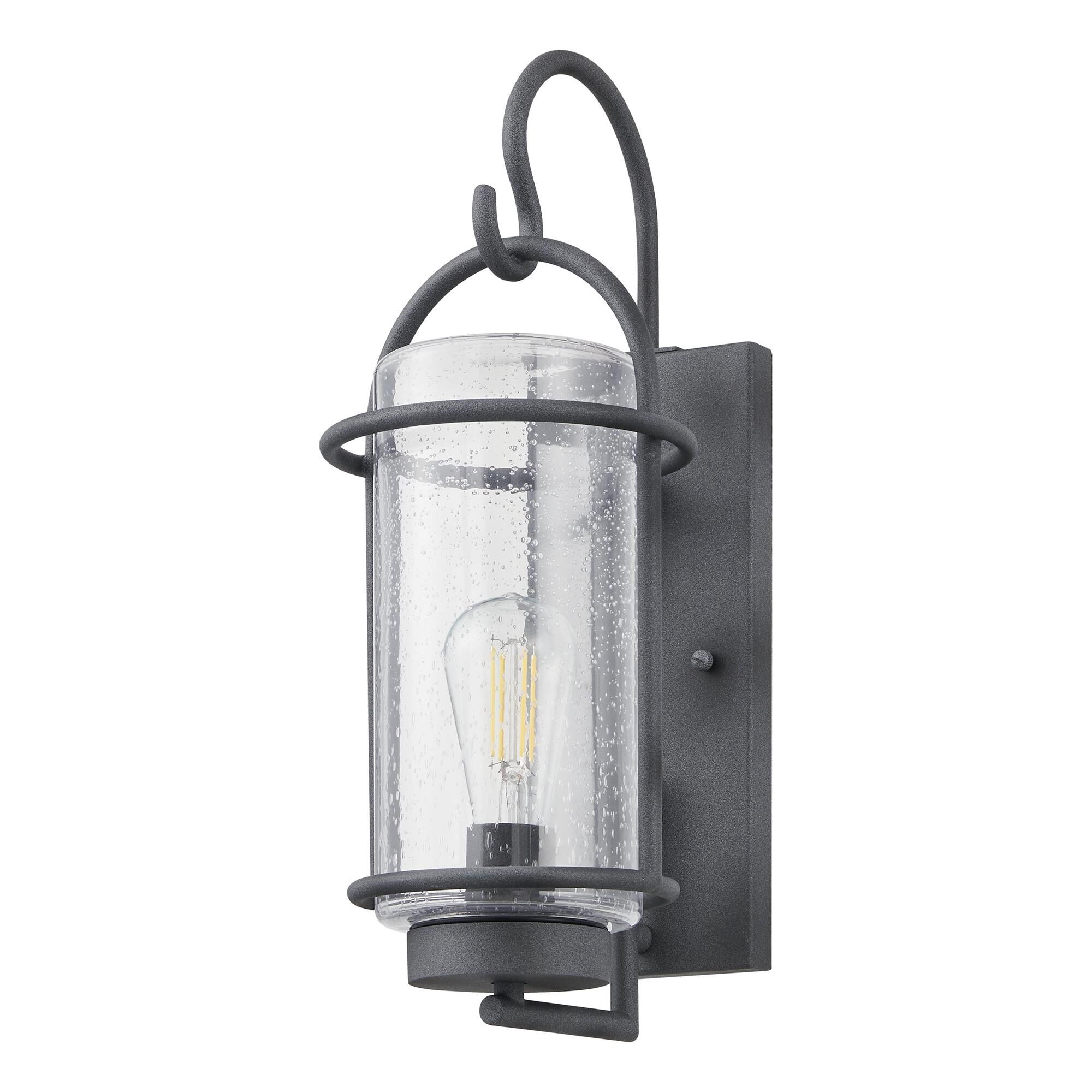 Shown in Weathered Zinc finish and Clear Seeded glass