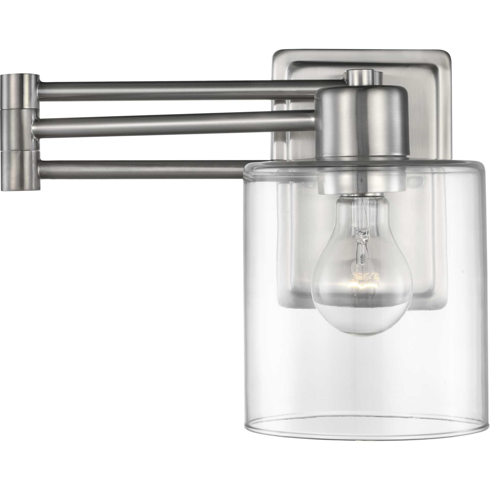 Shown in Brushed Nickel finish and Clear glass