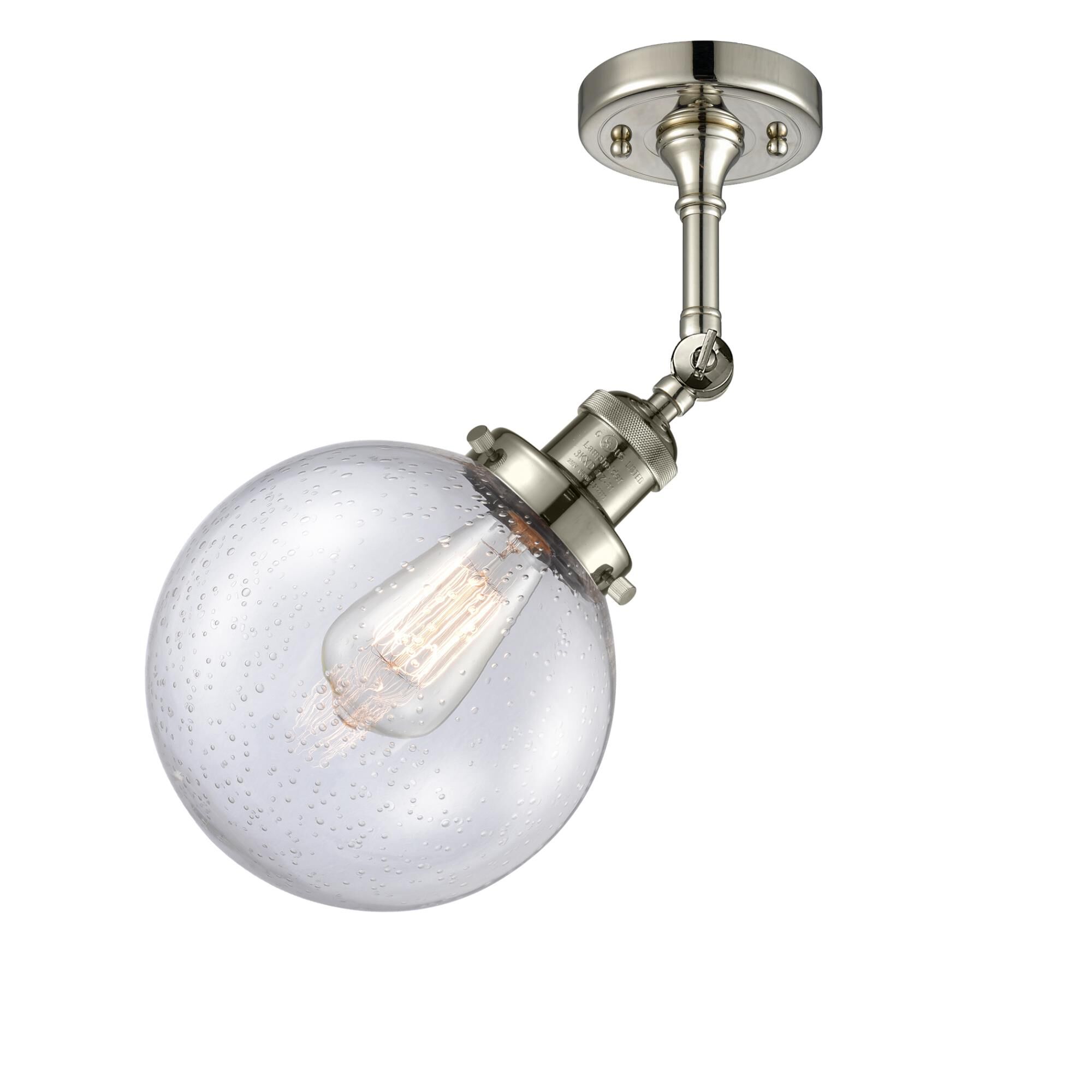 Shown in Polished Nickel finish and Seedy glass