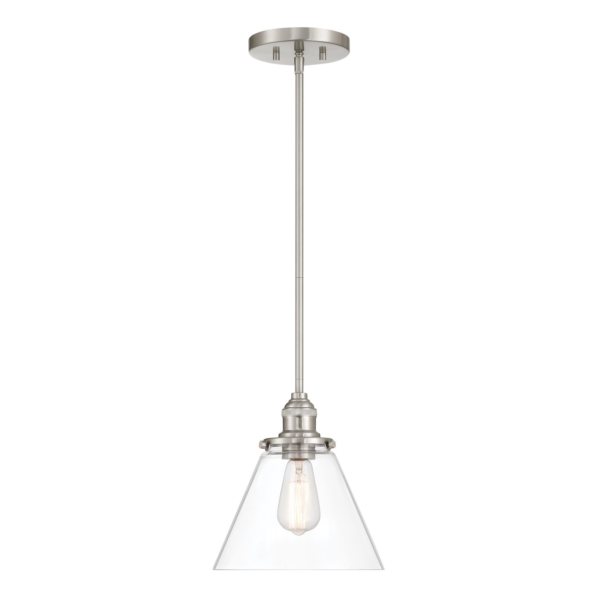 Shown in Brushed Nickel finish and Clear glass