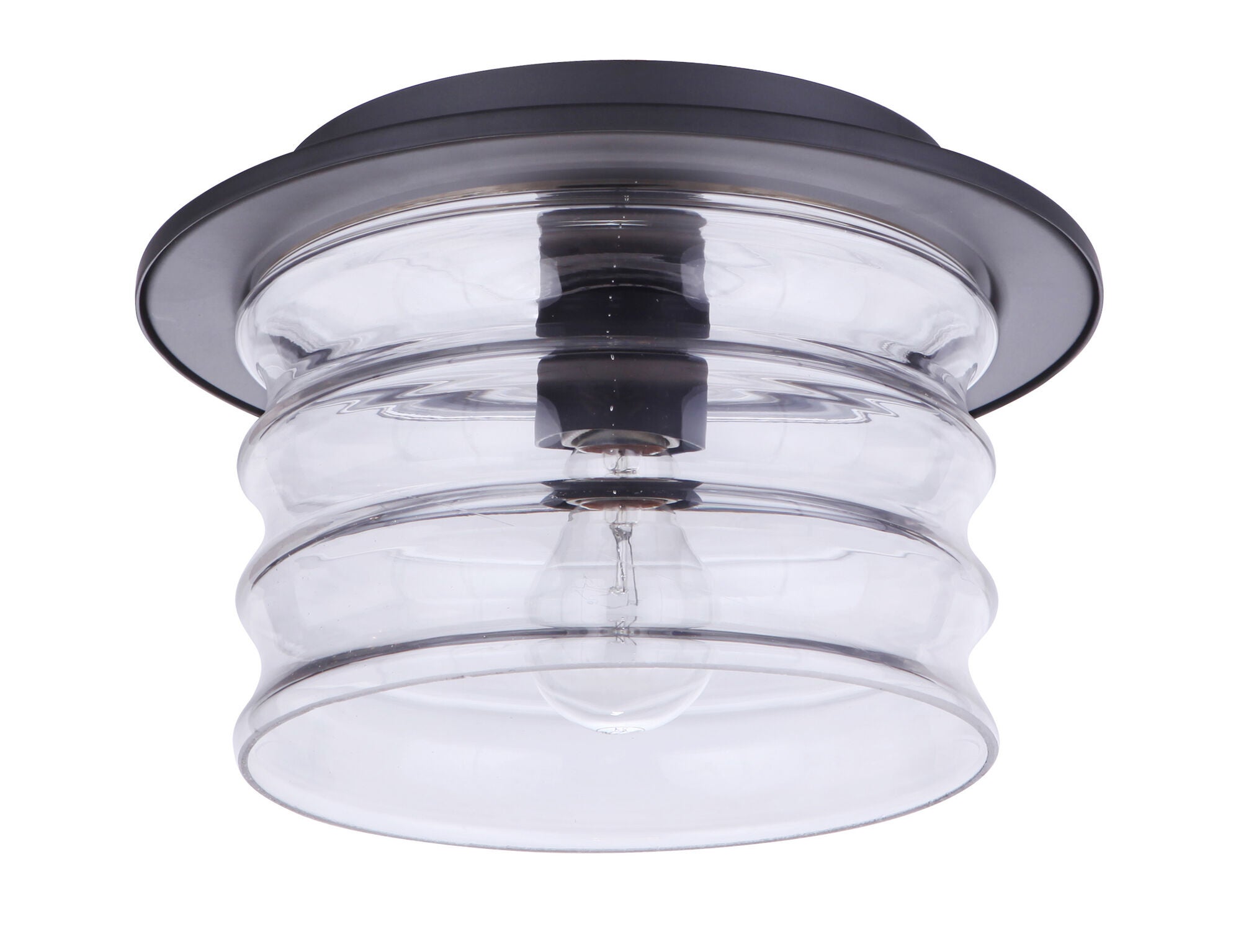 Shown in Midnight finish and Clear glass and Glass shade