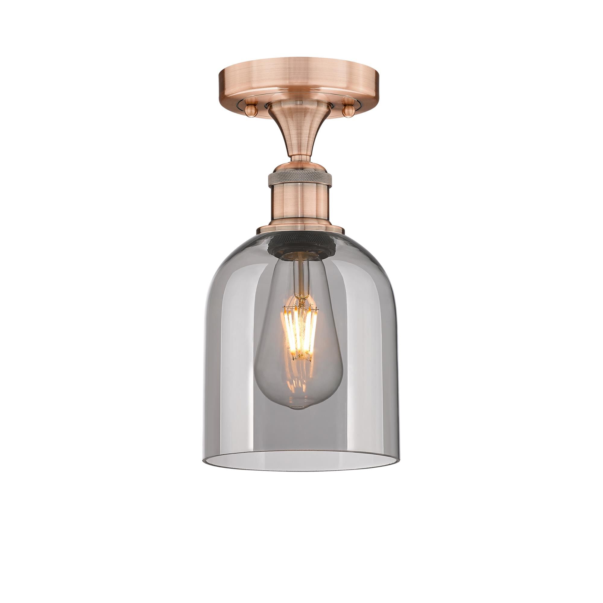 Shown in Antique Copper finish and Light Smoke glass