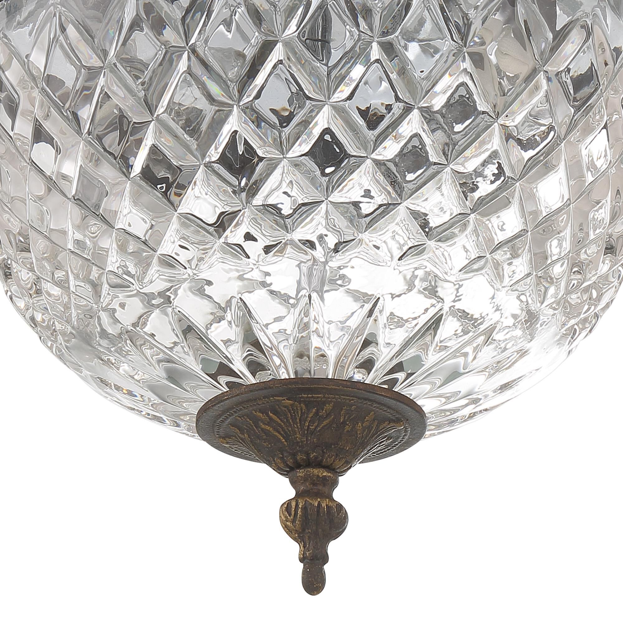 Shown in English Bronze finish and Lead Crystal glass and Lead Crystal shade
