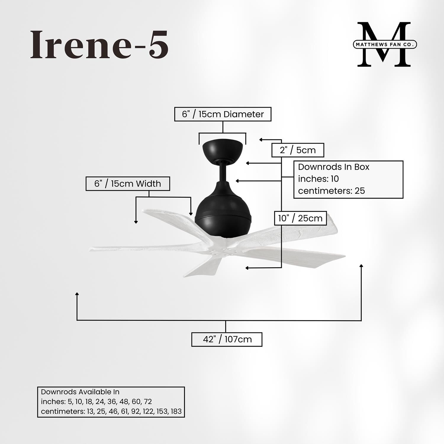Irene 42 Inch 5 Blade Ceiling Fan by Matthews Fan Company