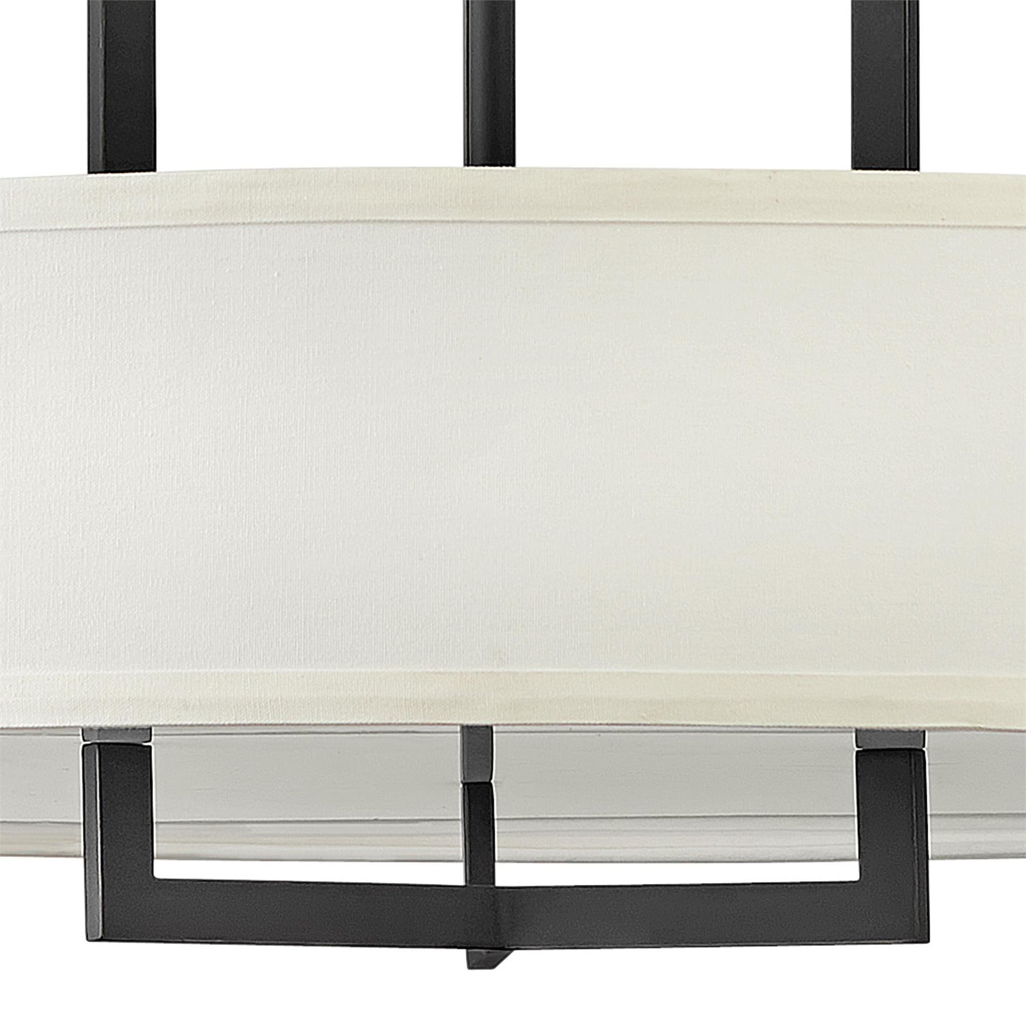 Shown in Buckeye Bronze finish and Off-White Linen Hardback shade