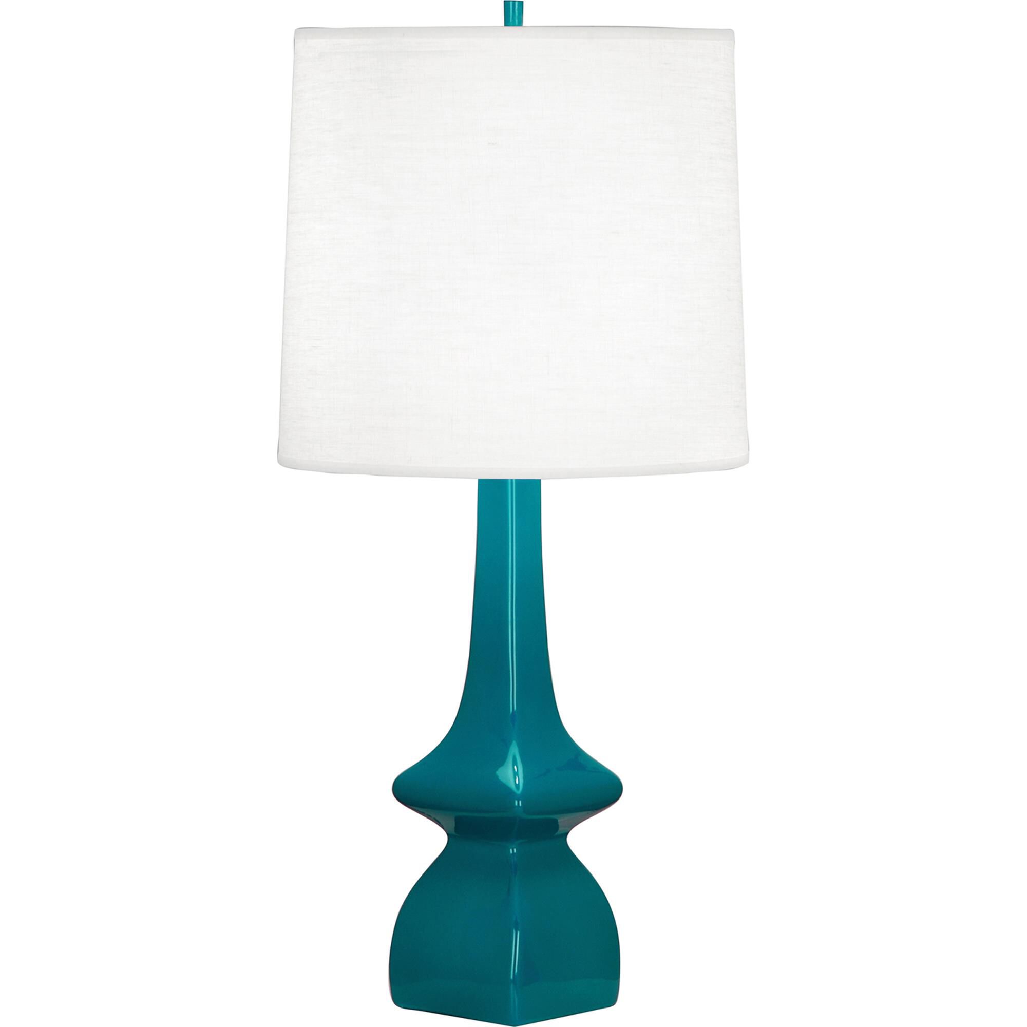 Shown in Peacock Glazed Ceramic finish and Oyster Linen shade