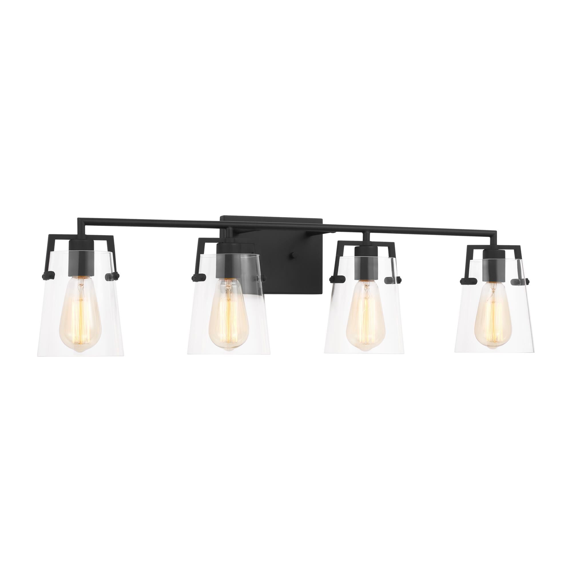Shown in Midnight Black finish and Clear Glass s shade
