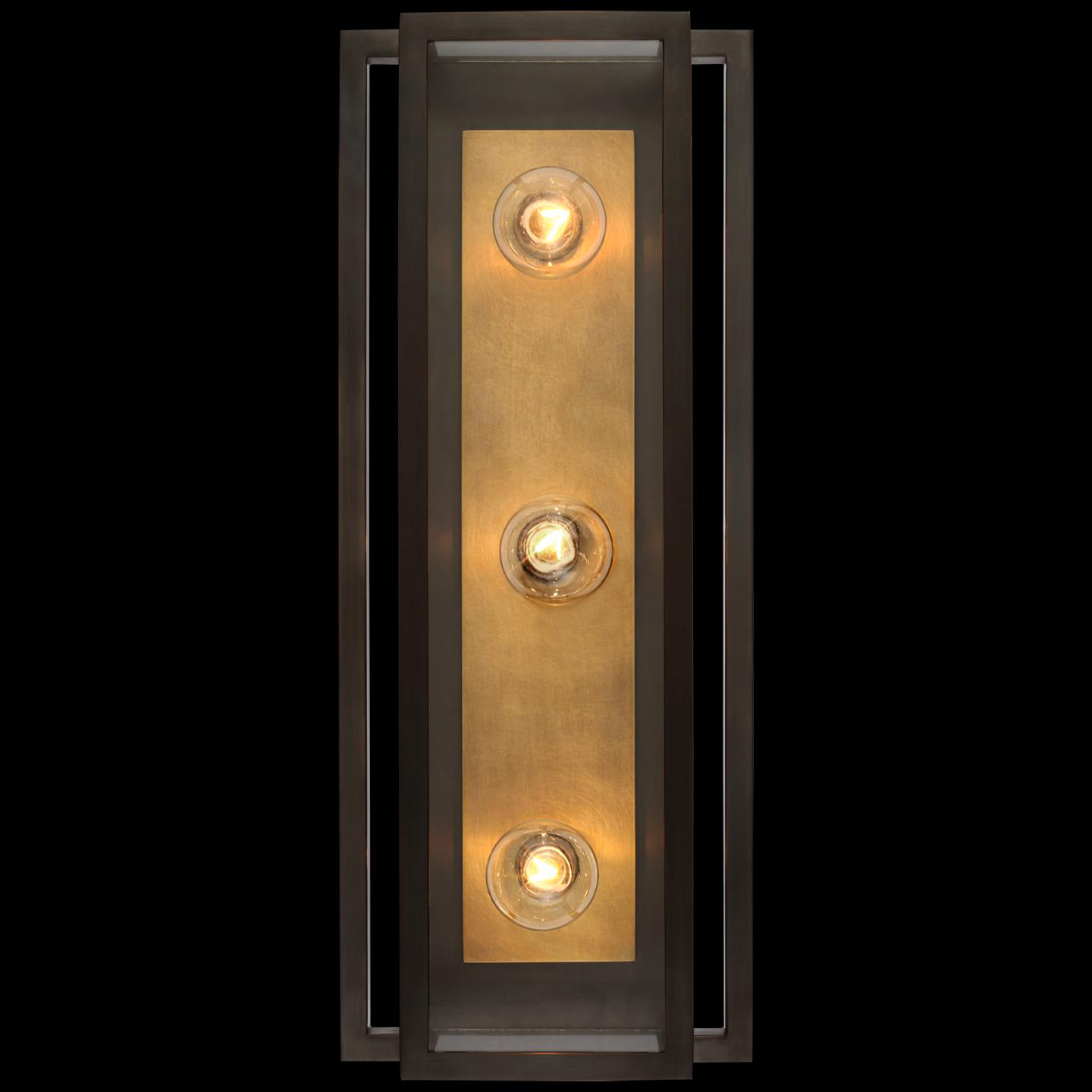Shown in Bronze And Hand-Rubbed Antique Brass finish and Clear glass
