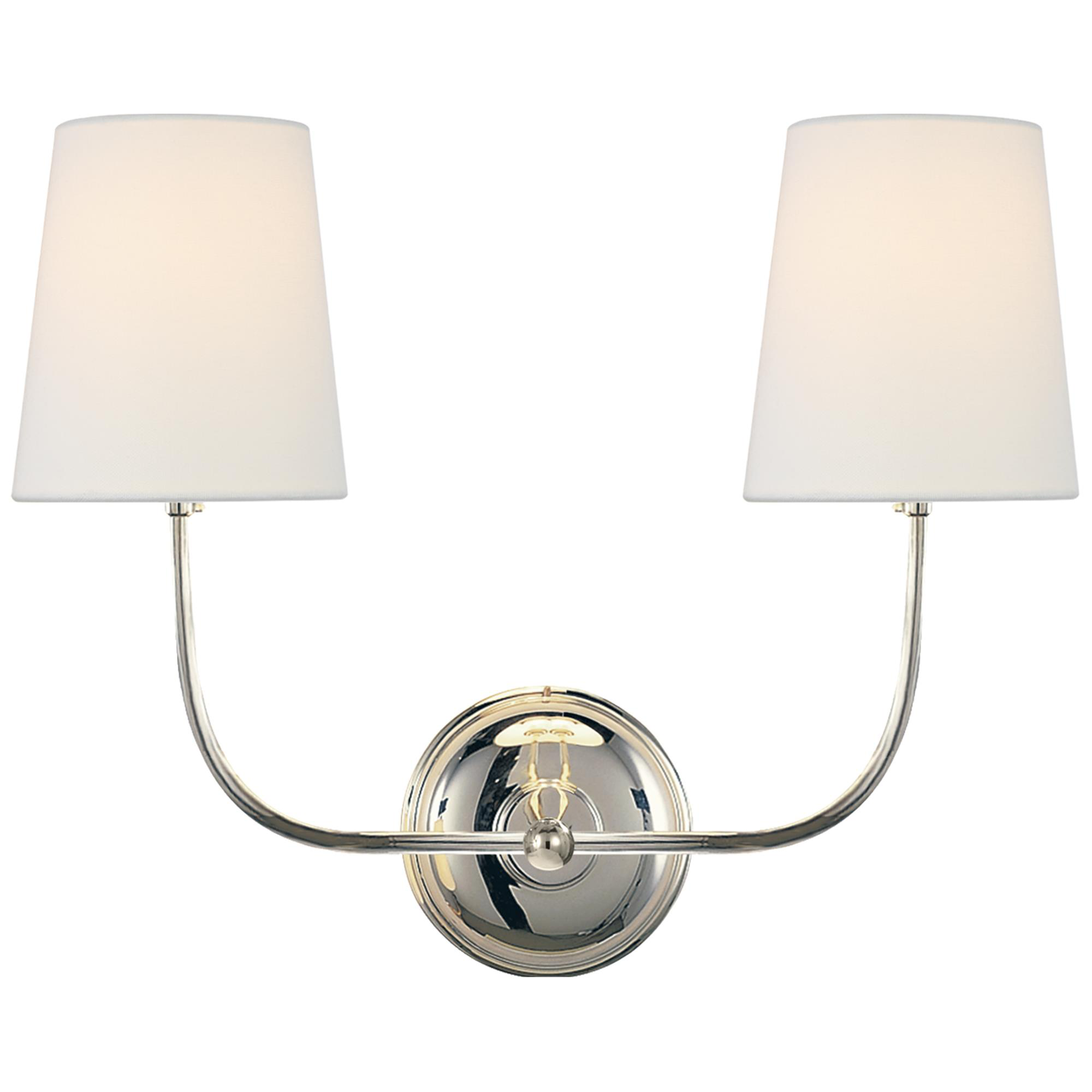 Shown in Polished Nickel finish and Linen shade