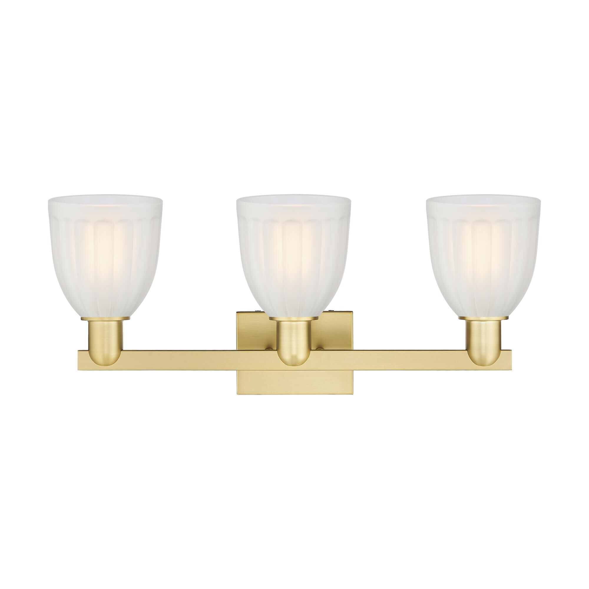 Shown in Satin Gold finish and White glass