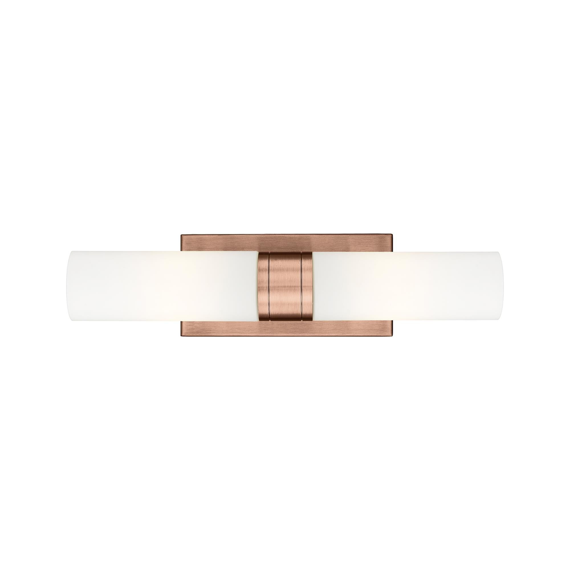 Shown in Antique Copper finish and Matte White glass