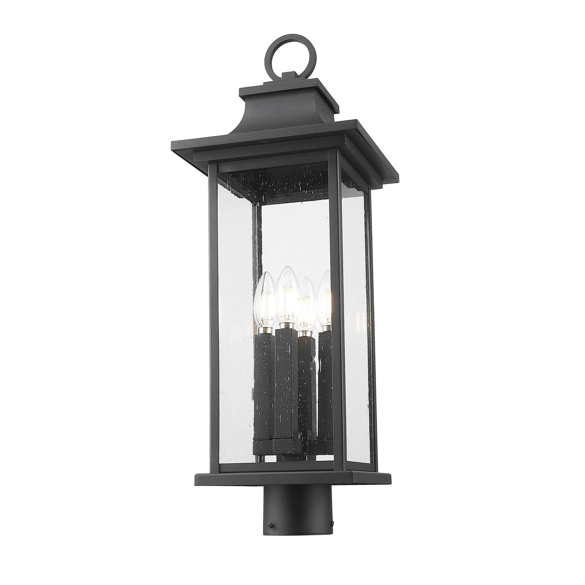 Shown in Black finish and Clear Seedy glass and Clear Seedy shade