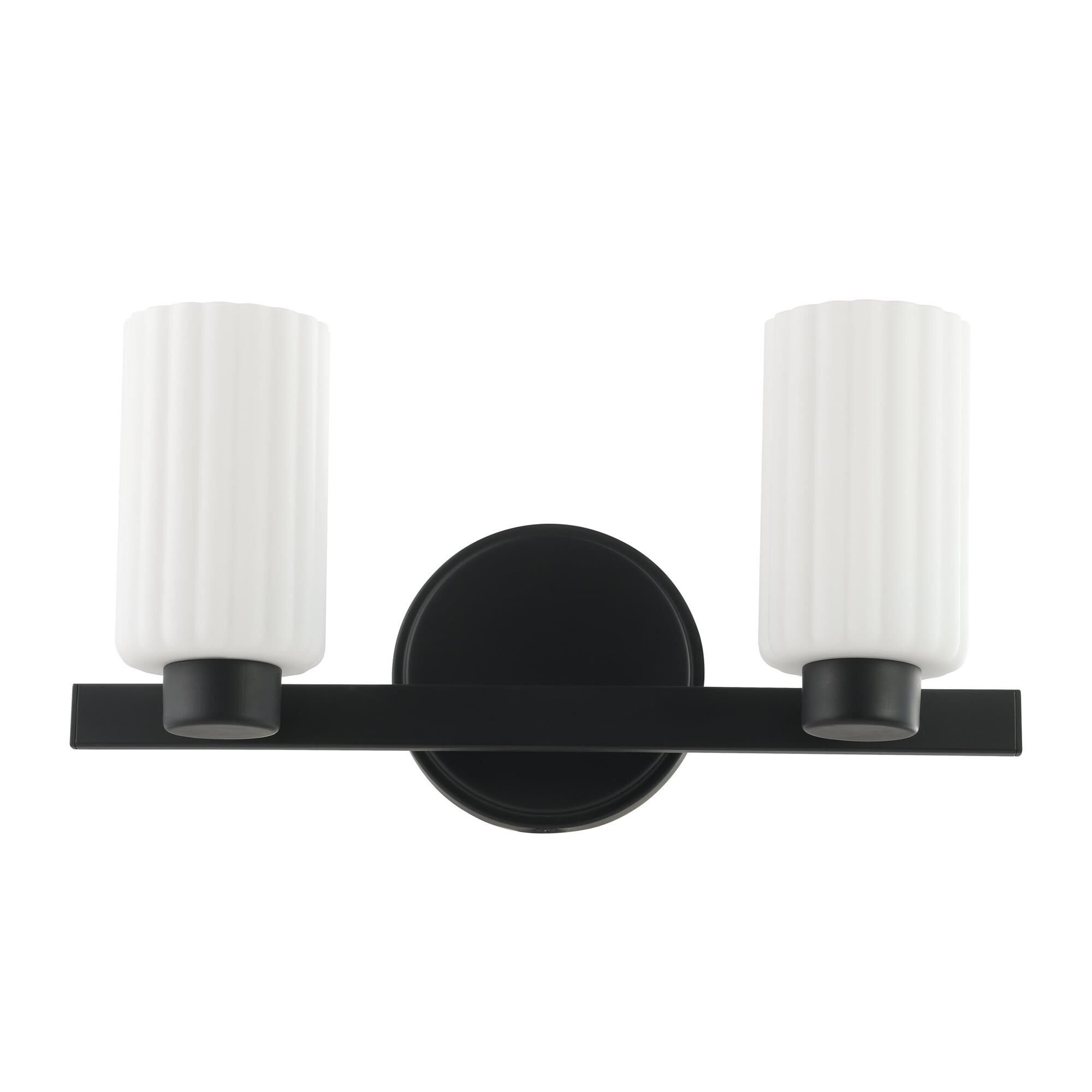 Shown in Matte Black finish and Etched Opal Ribbed glass