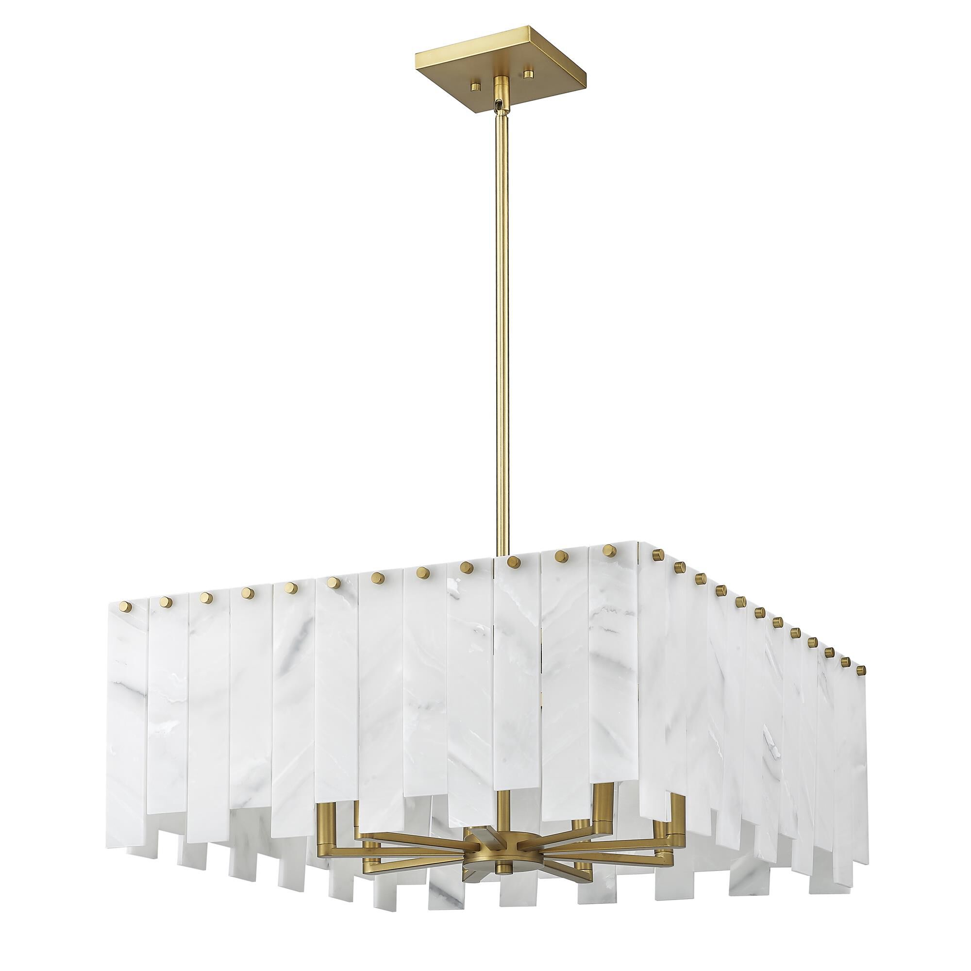 Shown in Rubbed Brass finish and Alabaster Resin shade