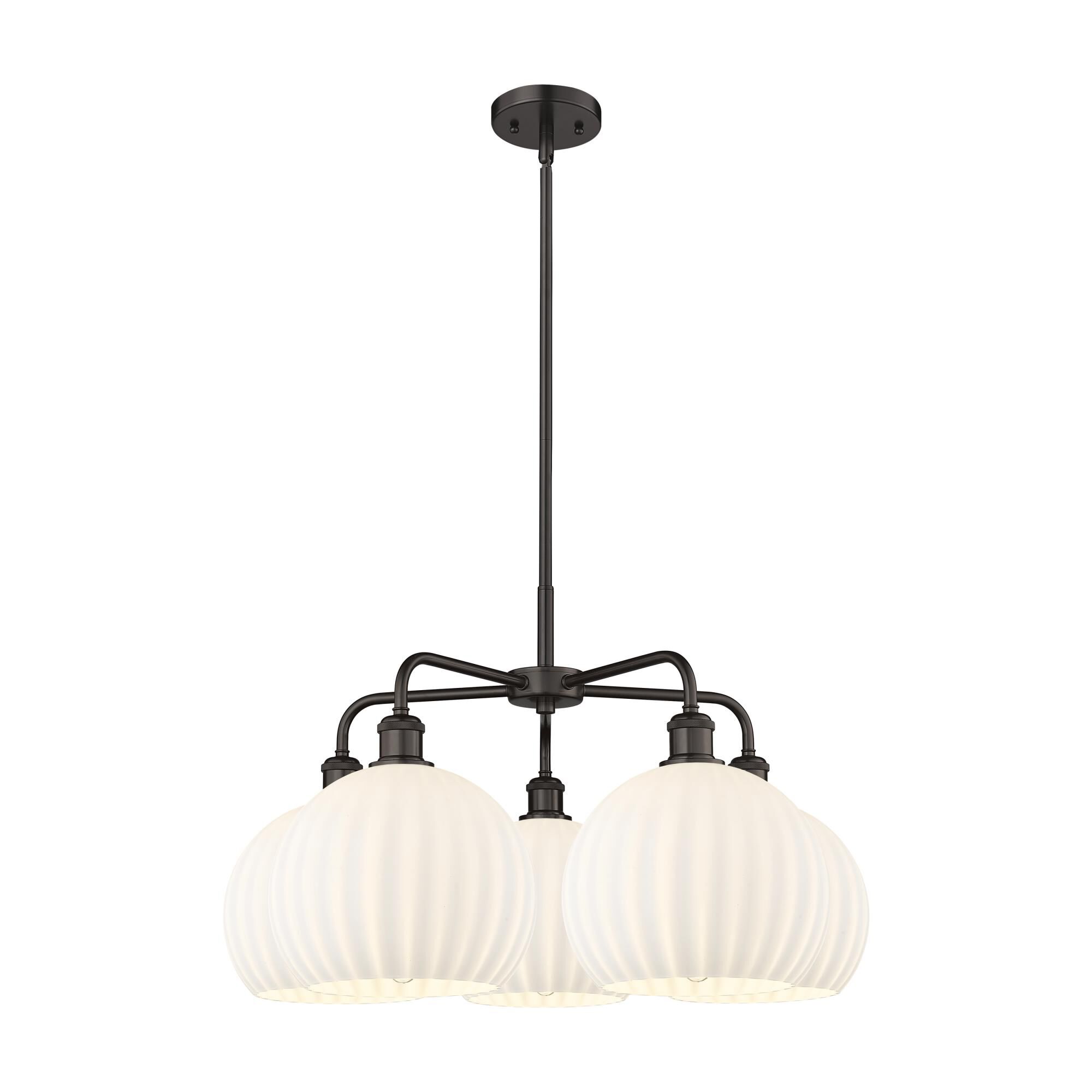 Shown in Oil Rubbed Bronze finish and White Venetian glass