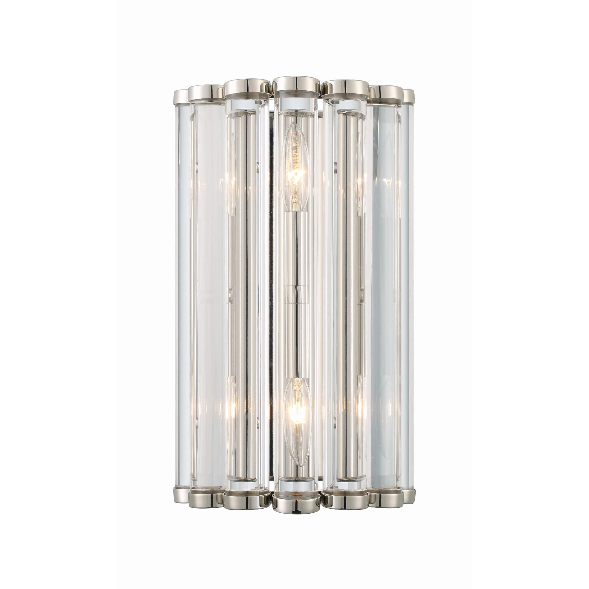 Shown in Polished Nickel finish and Clear Glass crystal