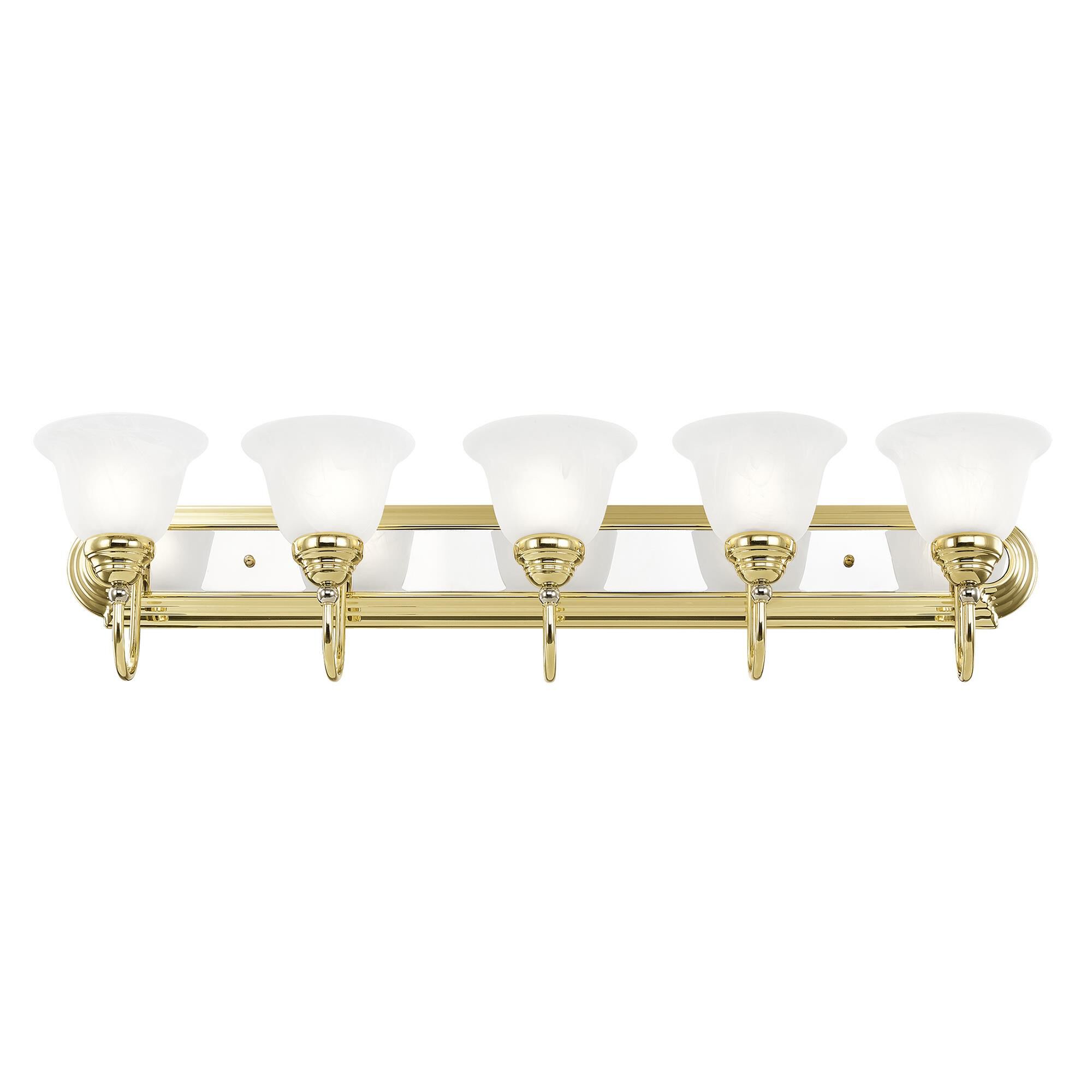 Shown in Polished Brass-Chrome finish and White Alabaster glass