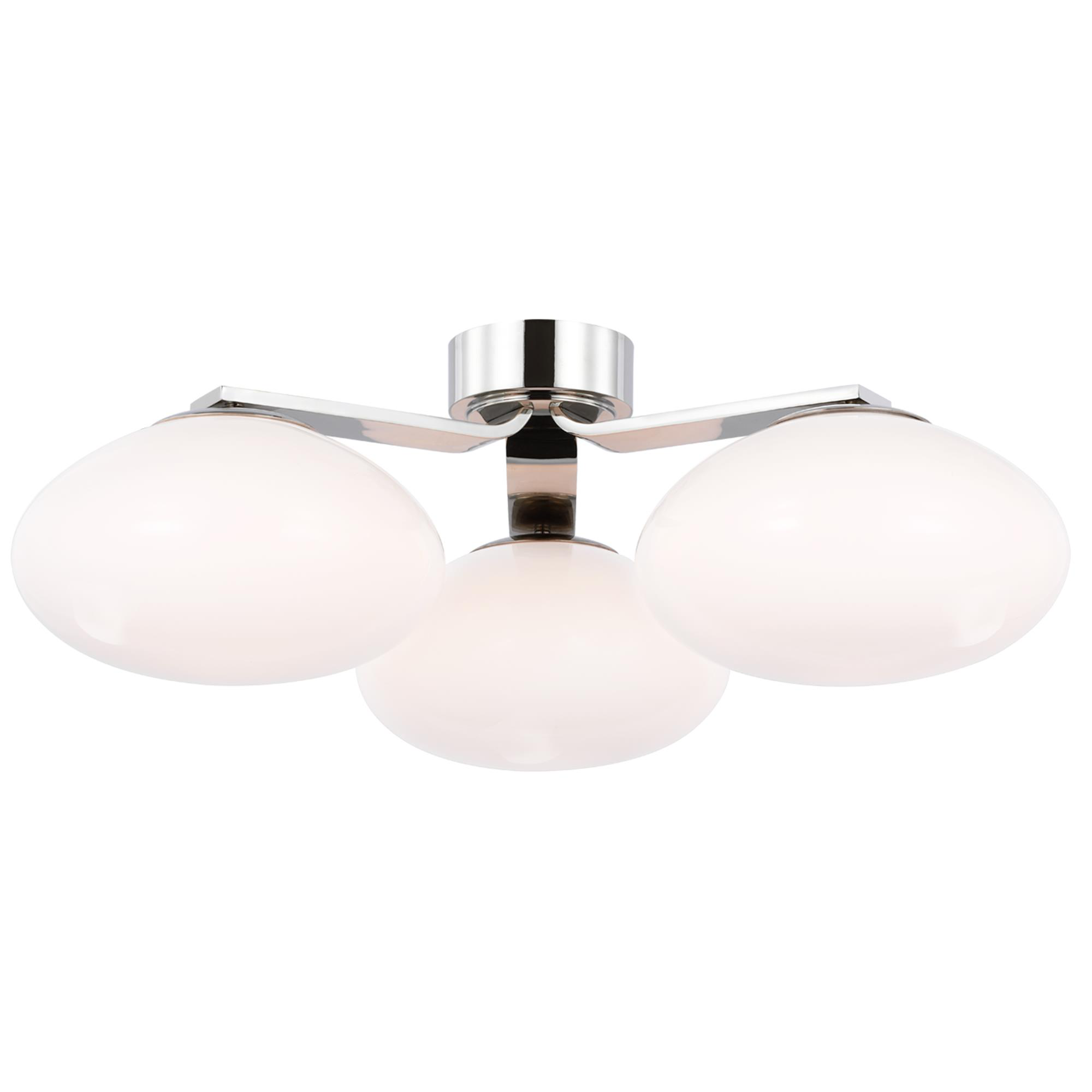 Shown in Polished Nickel finish and White glass