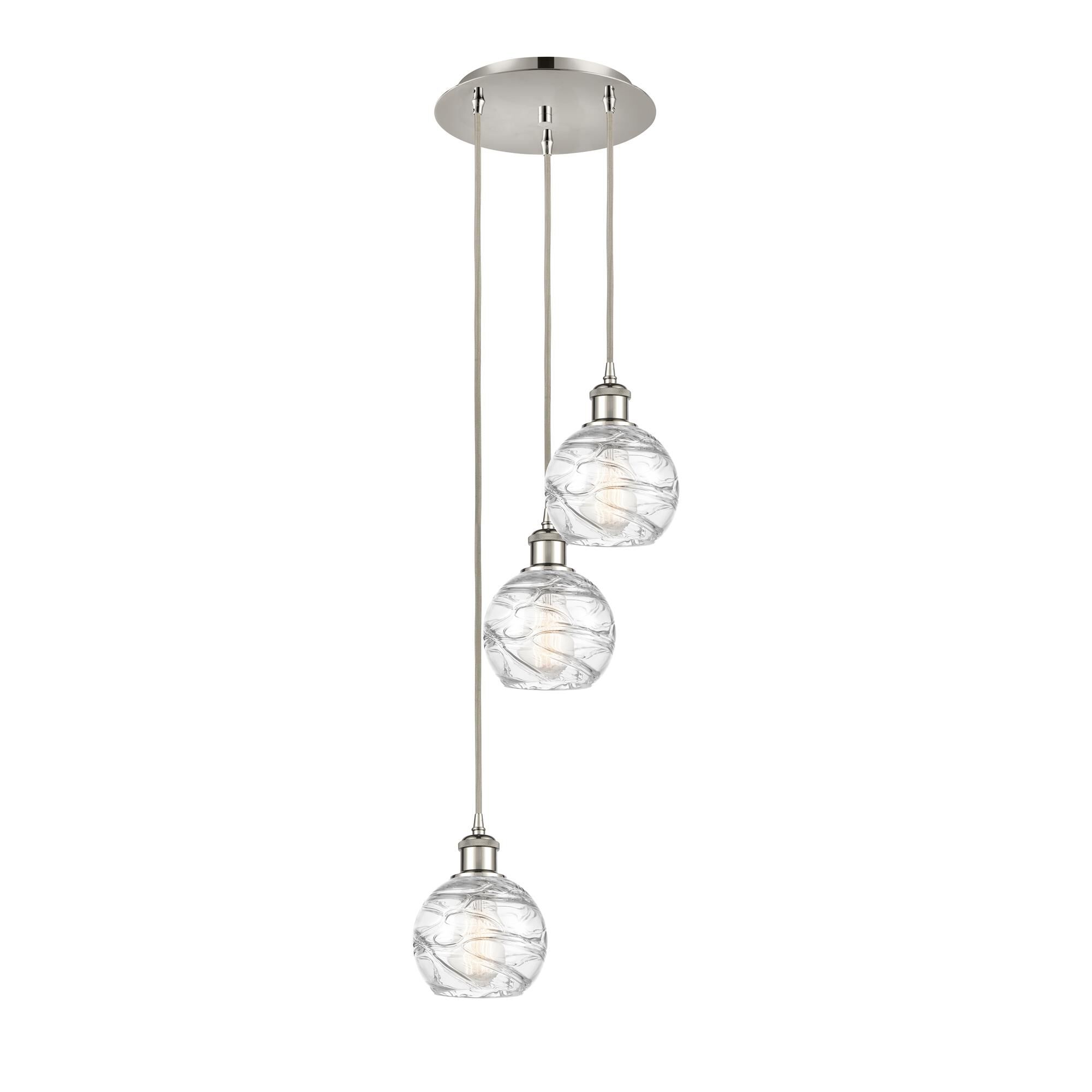 Shown in Polished Nickel finish and Clear Athens Deco Swirl 8