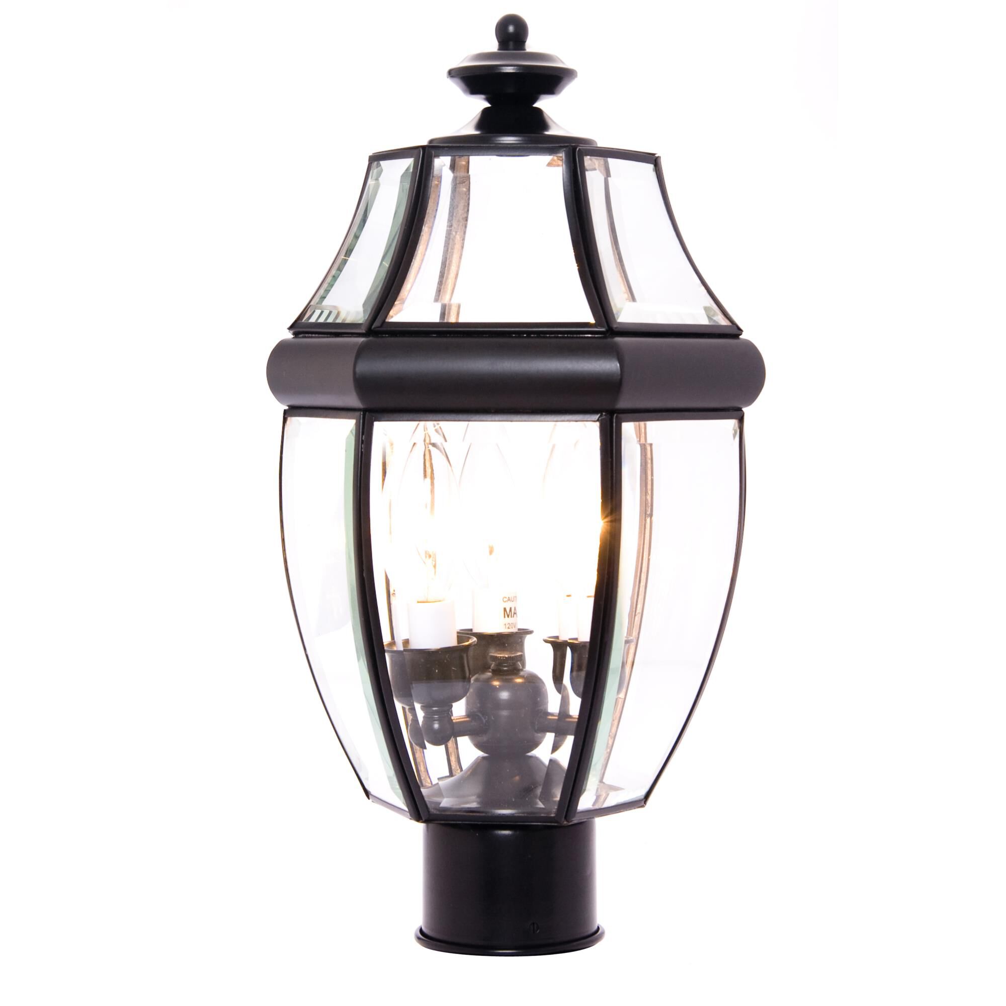 Shown in Black finish and Clear glass