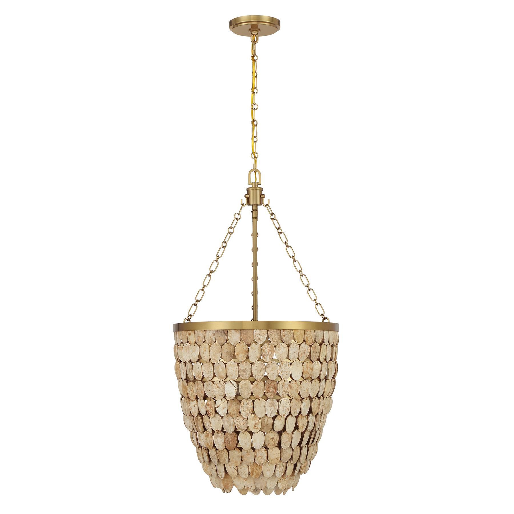 Shown in Warm Brass finish and Coconut Shell shade