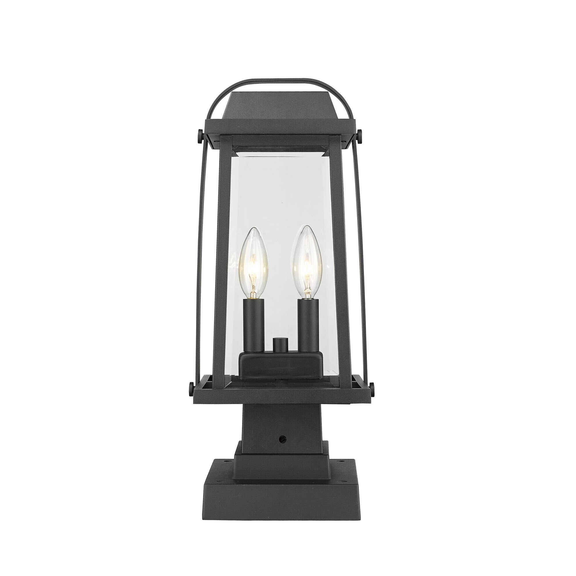 Shown in Black finish and Glass shade