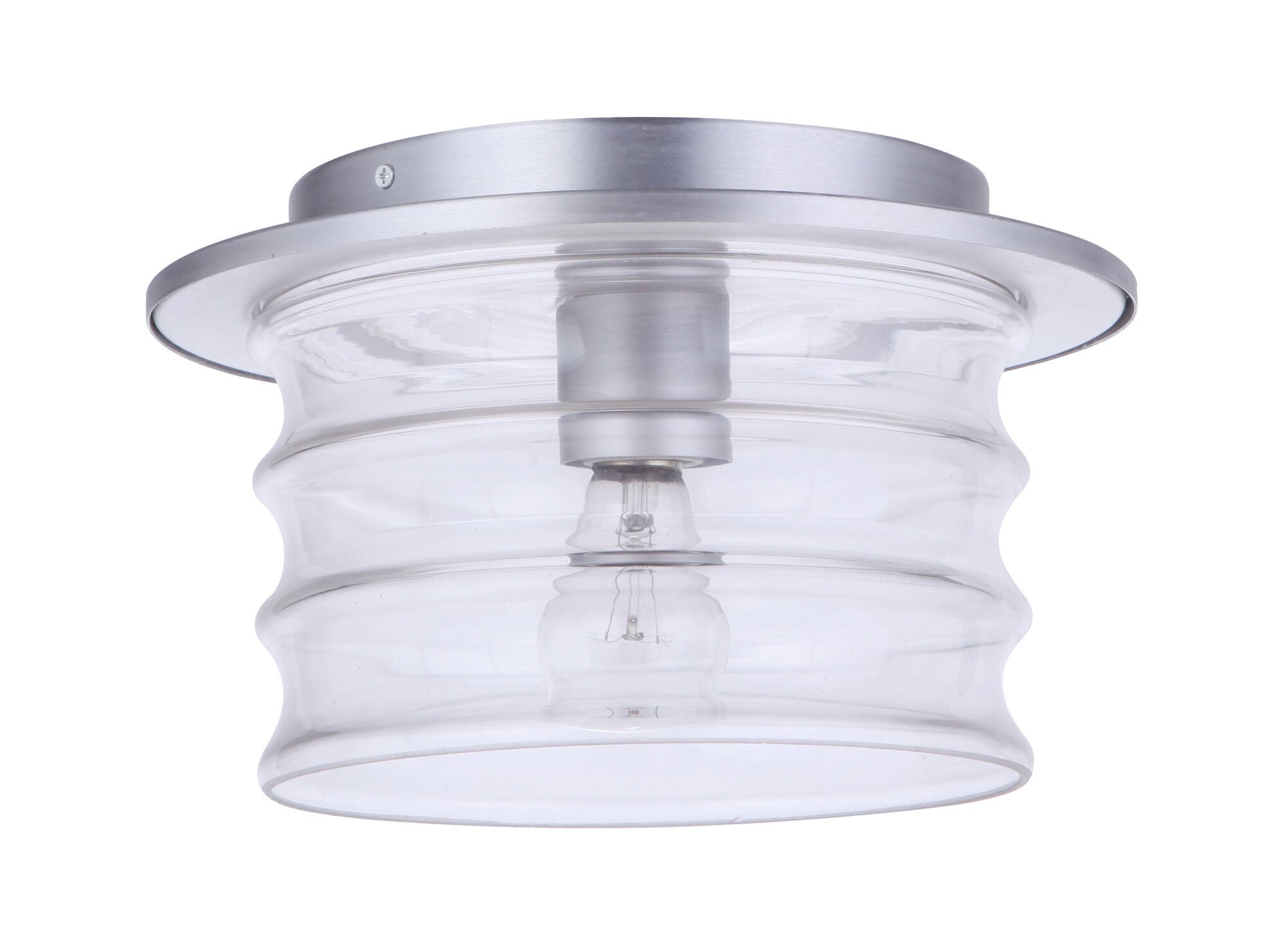Shown in Satin Aluminum finish and Clear glass and Glass shade