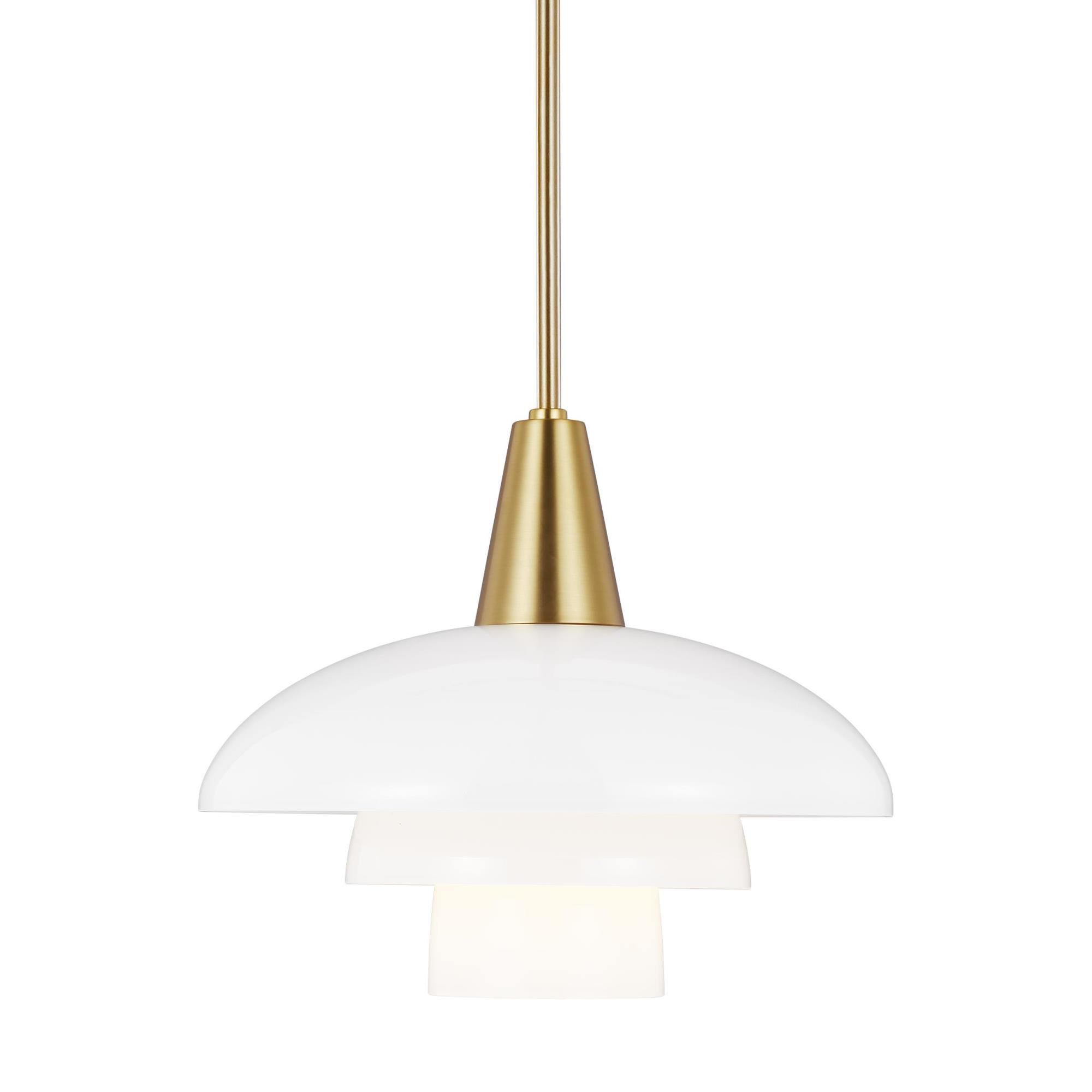 Shown in Burnished Brass finish and Milk White  glass