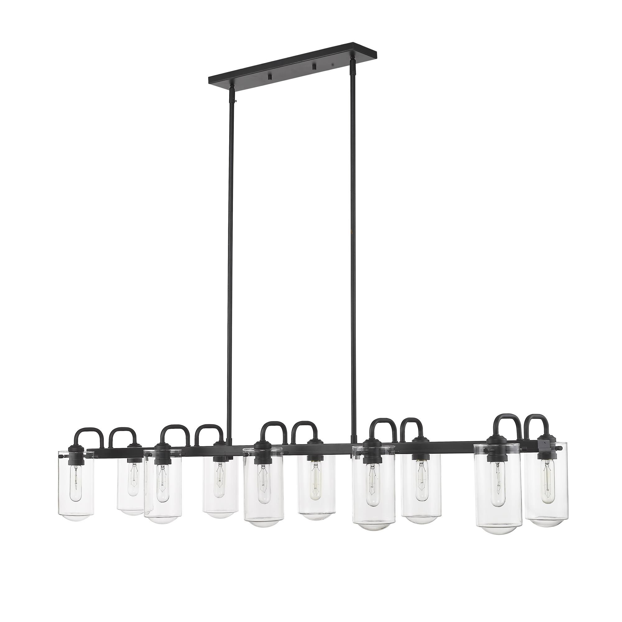 Shown in Matte Black finish and Glass shade