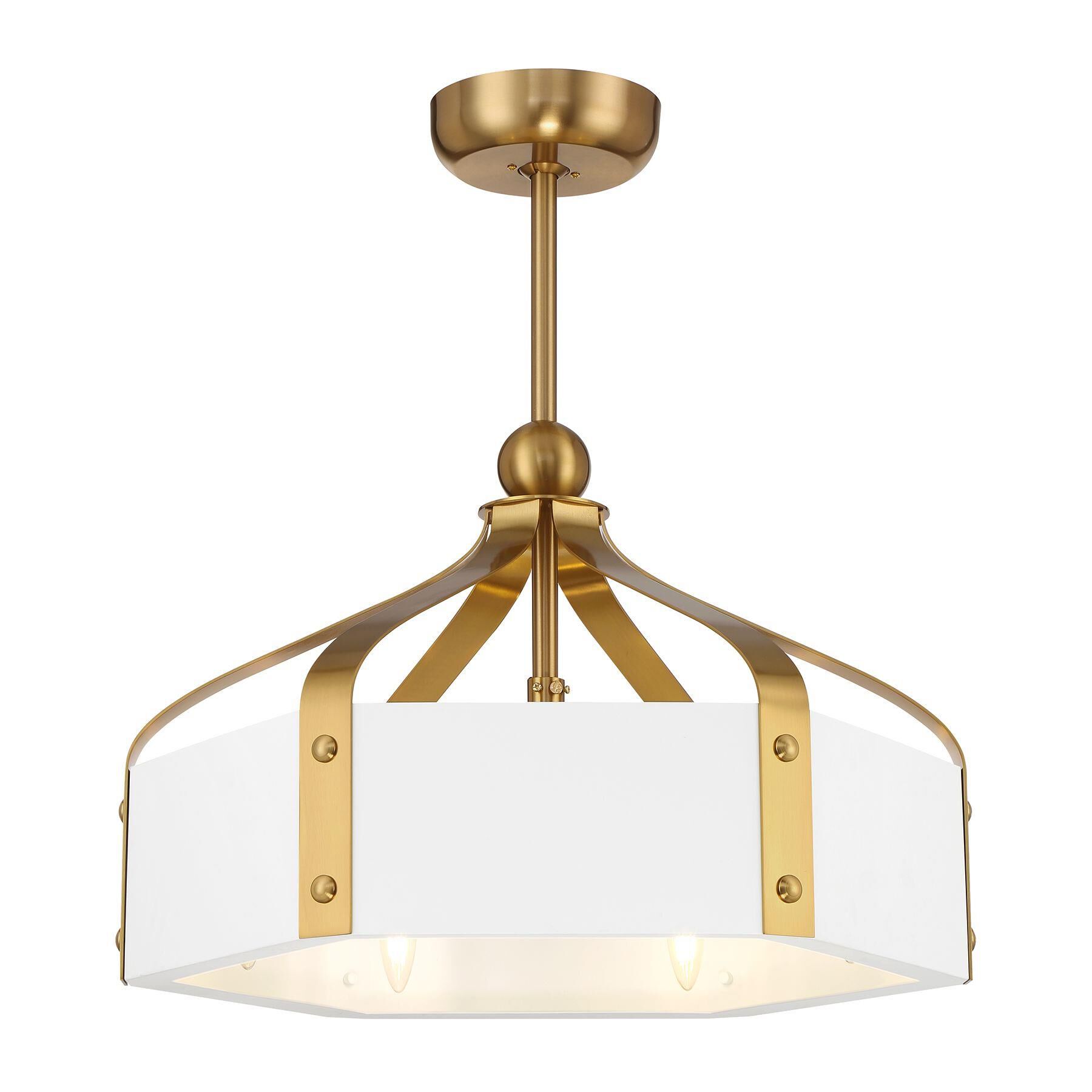 Shown in White with Warm Brass Accents finish and Metal shade
