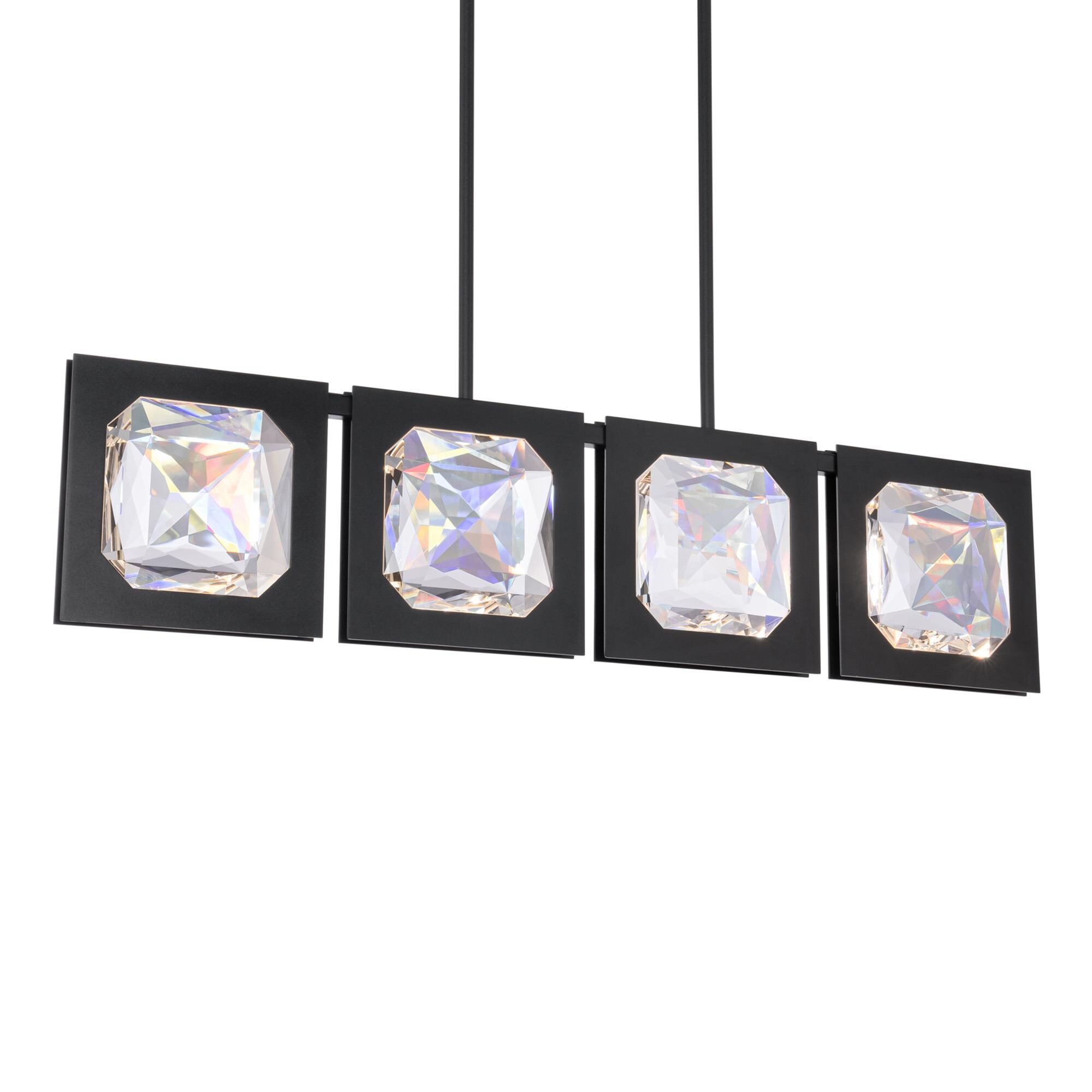 Shown in Black finish and Optic crystal and Crystal glass