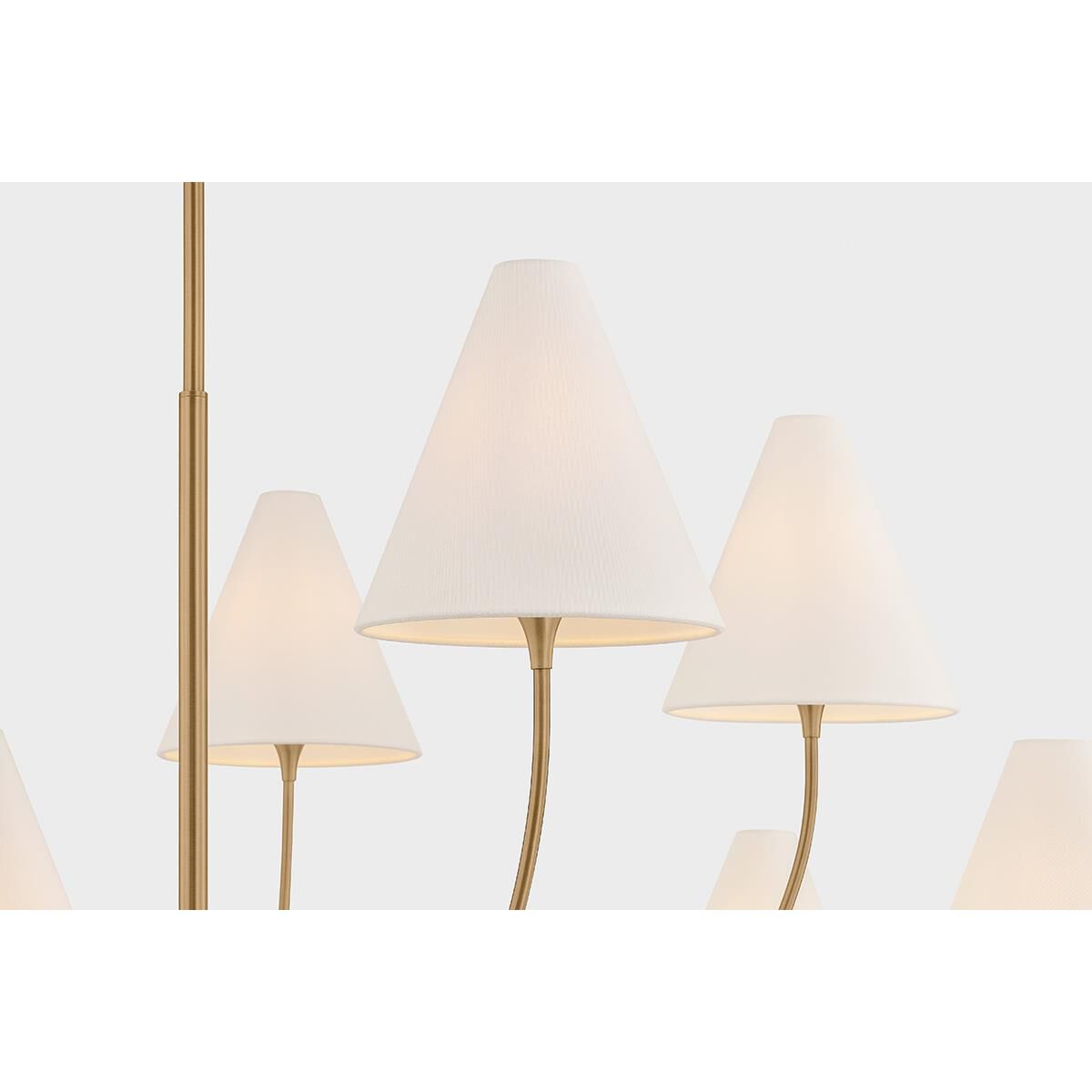 Shown in Patina Brass finish and Off White Linen shade