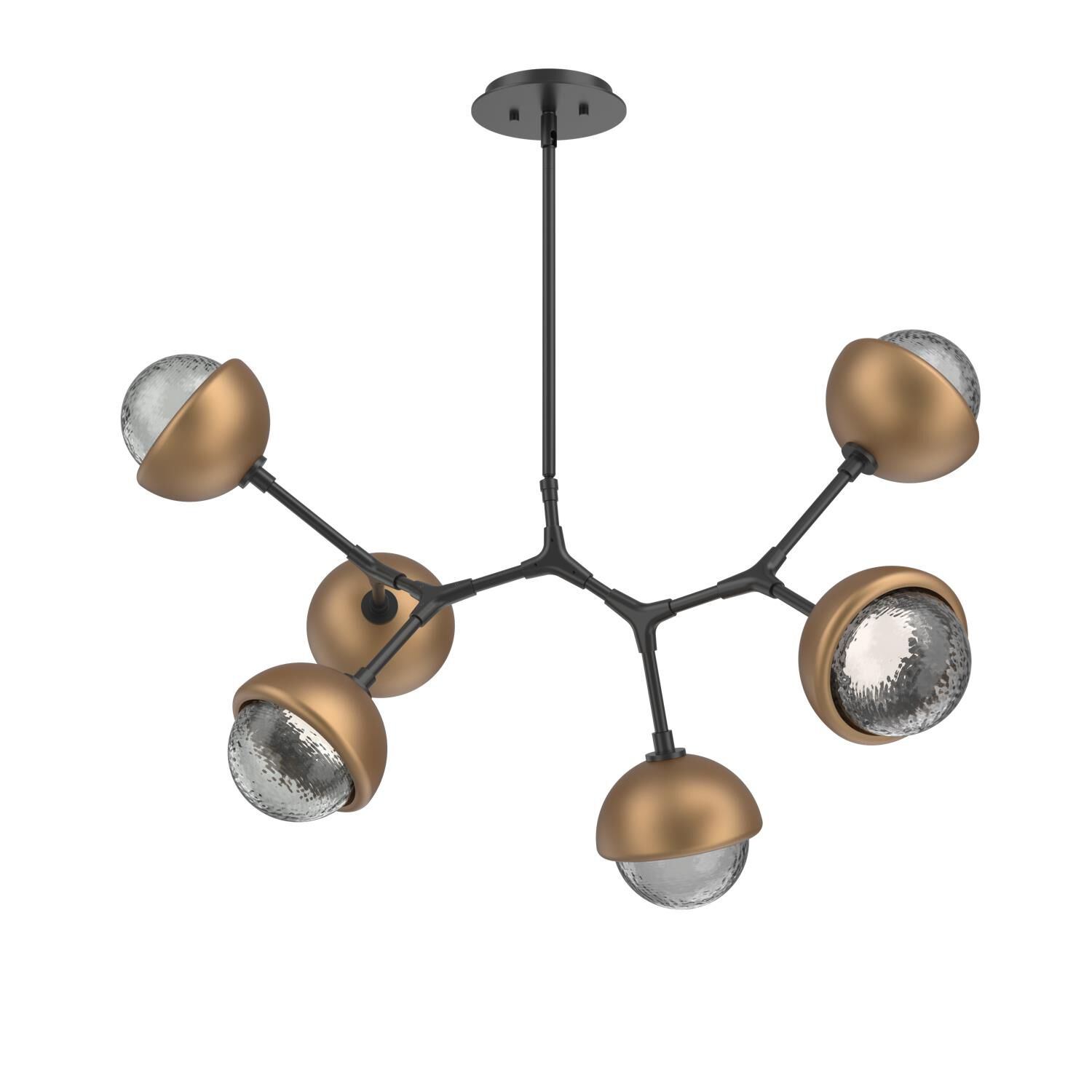 Shown in Matte Black finish and Smoke glass and Novel Brass accent