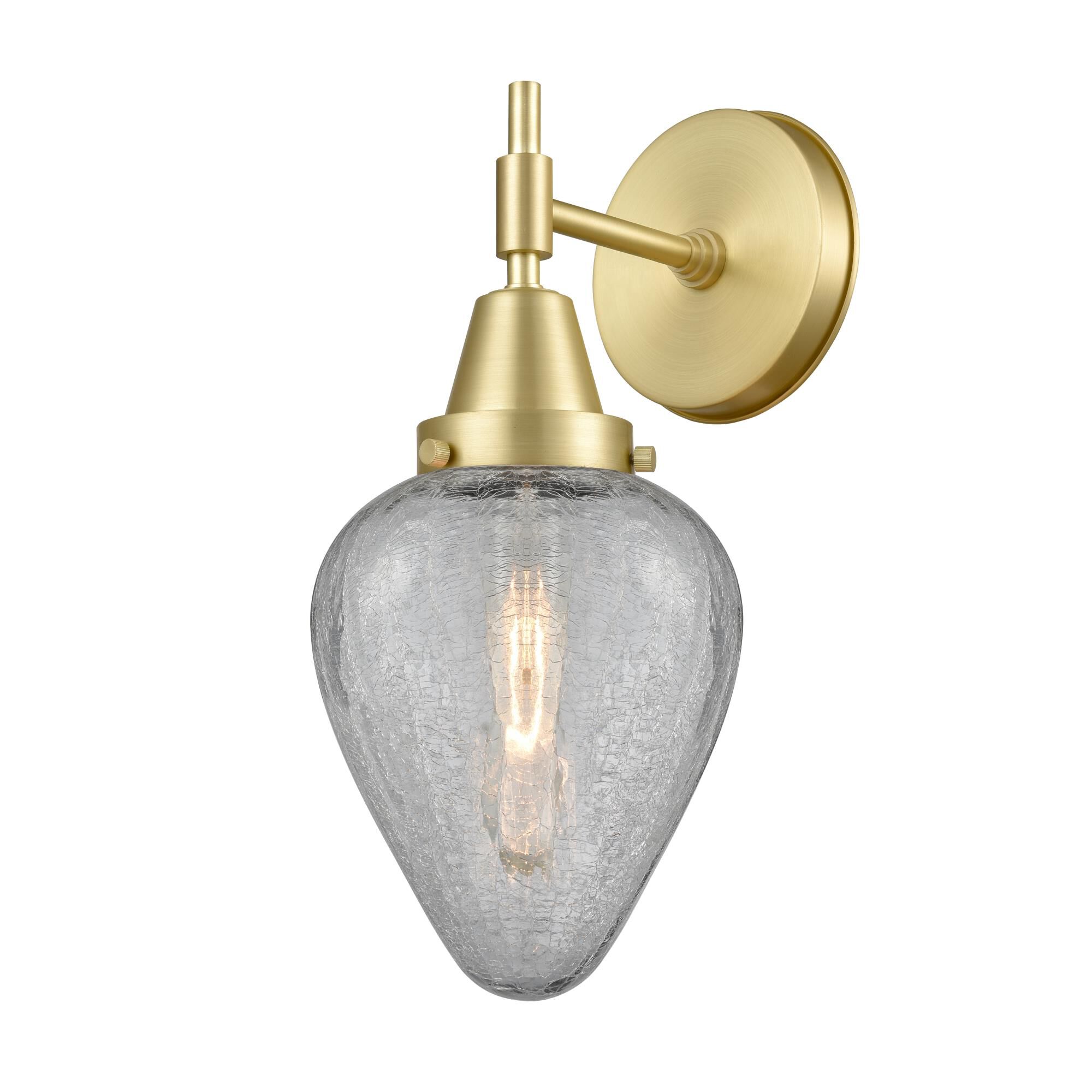 Shown in Satin Brass finish and Matte White Cased Large Cone glass