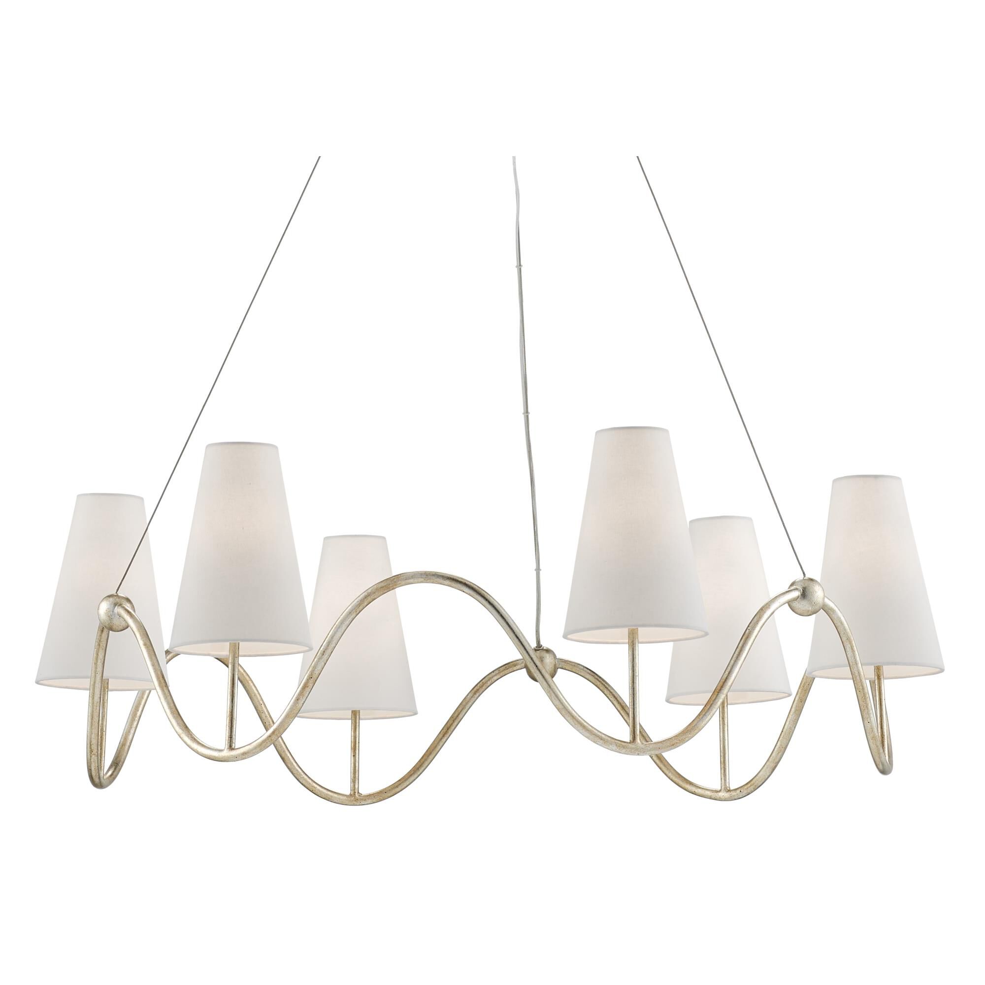 Shown in Silver Granello finish and Off White Linen (Included) shade