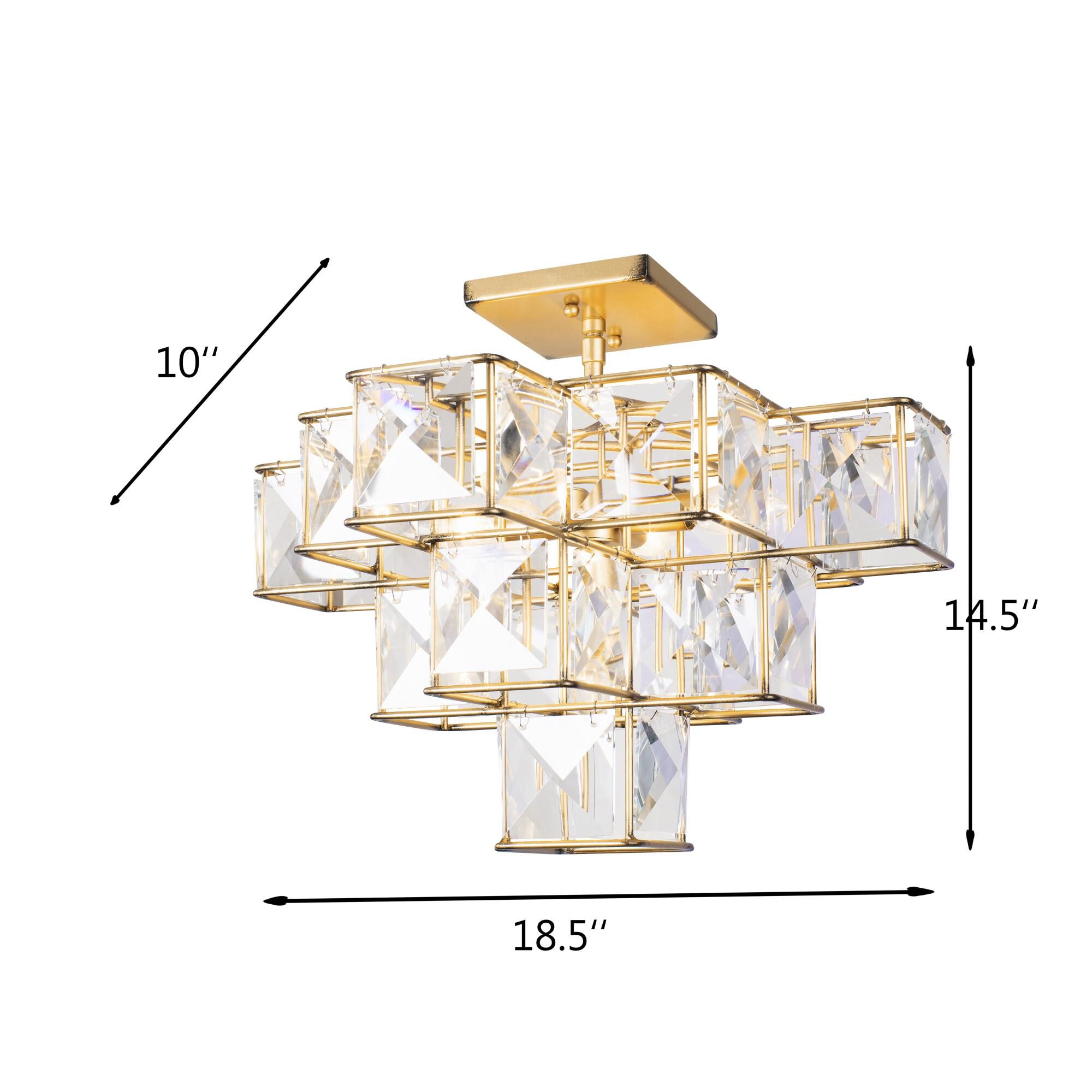 Shown in Calypso Gold finish and Faceted Panels - Clear crystal