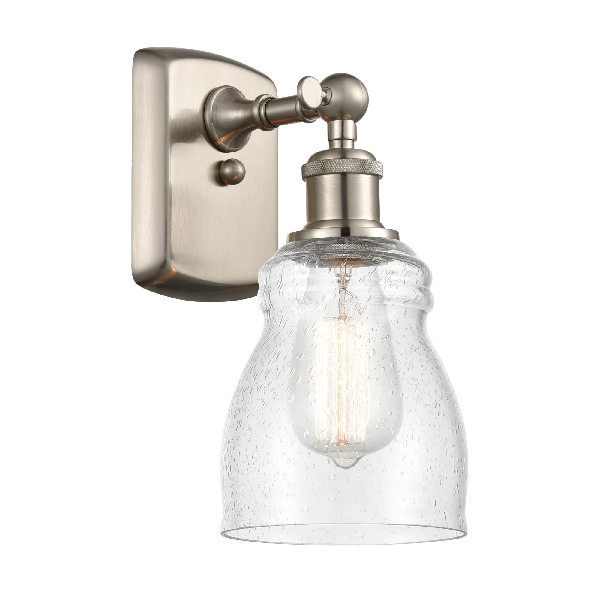 Shown in Brushed Satin Nickel finish and Bell glass and Glass shade