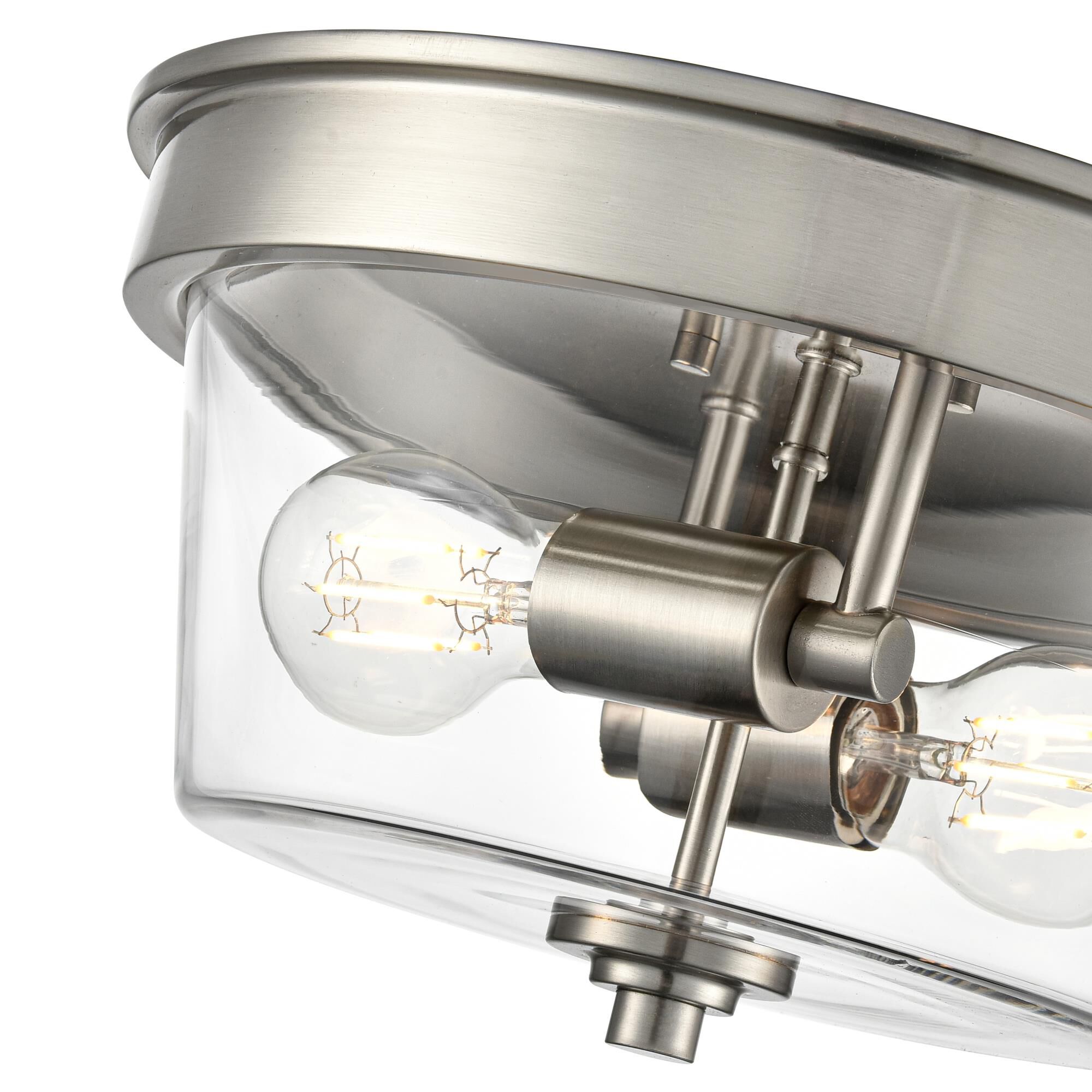 Shown in Brushed Nickel finish and Clear glass