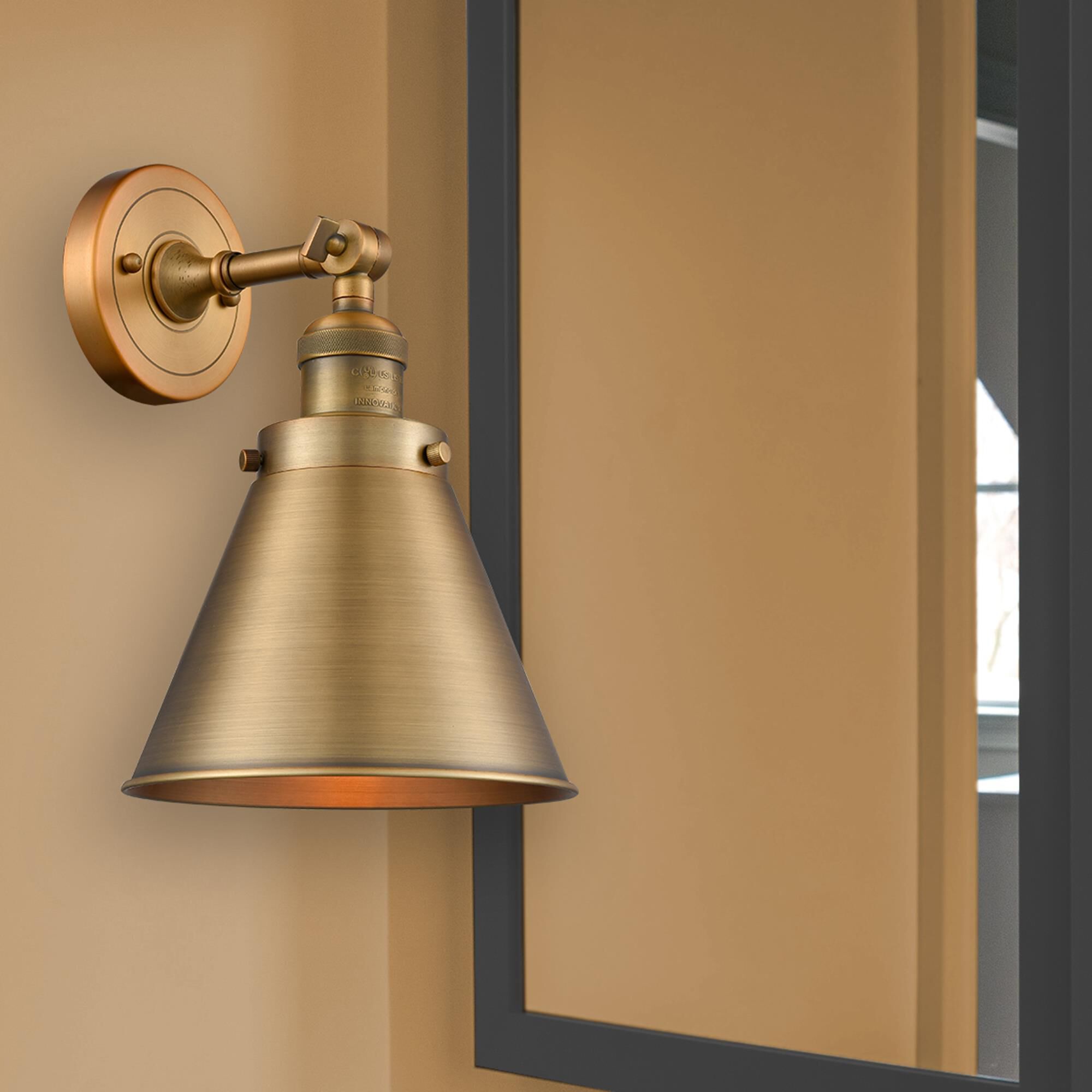 Shown in Brushed Brass finish and Metal - Brushed Brass - Cone shade