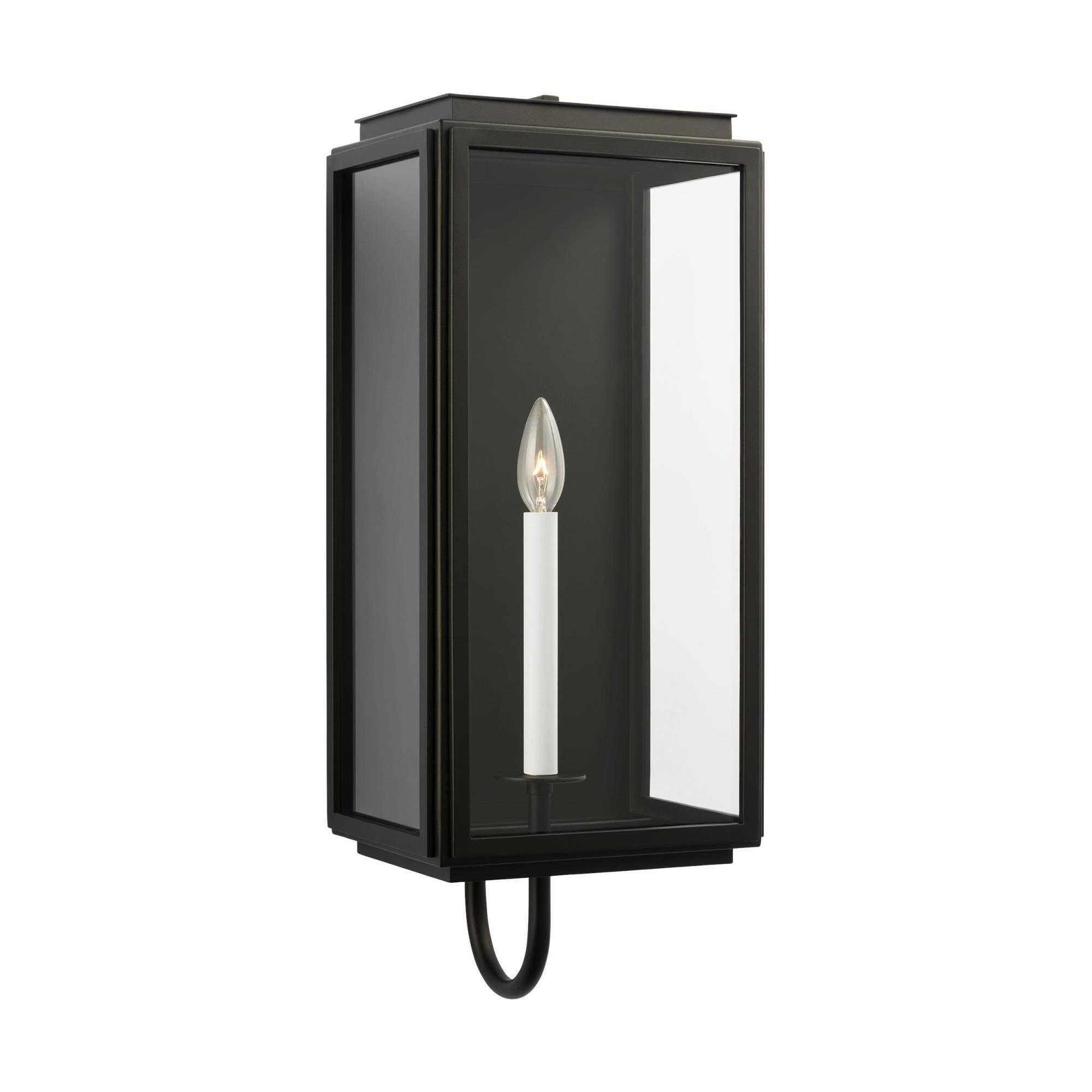 Shown in Textured Black finish and Clear Glass Panels shade