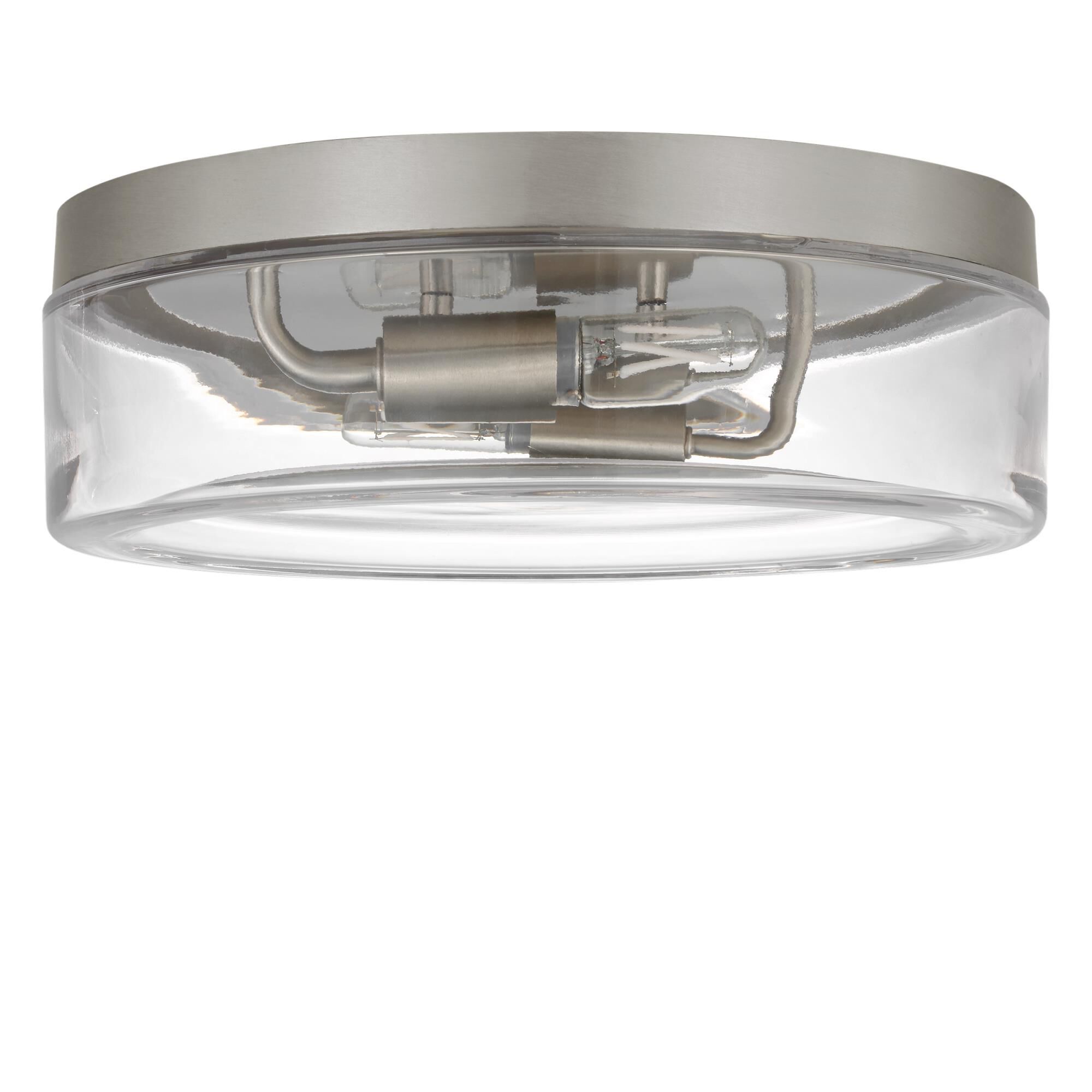 Shown in Brushed Nickel finish and Clear glass