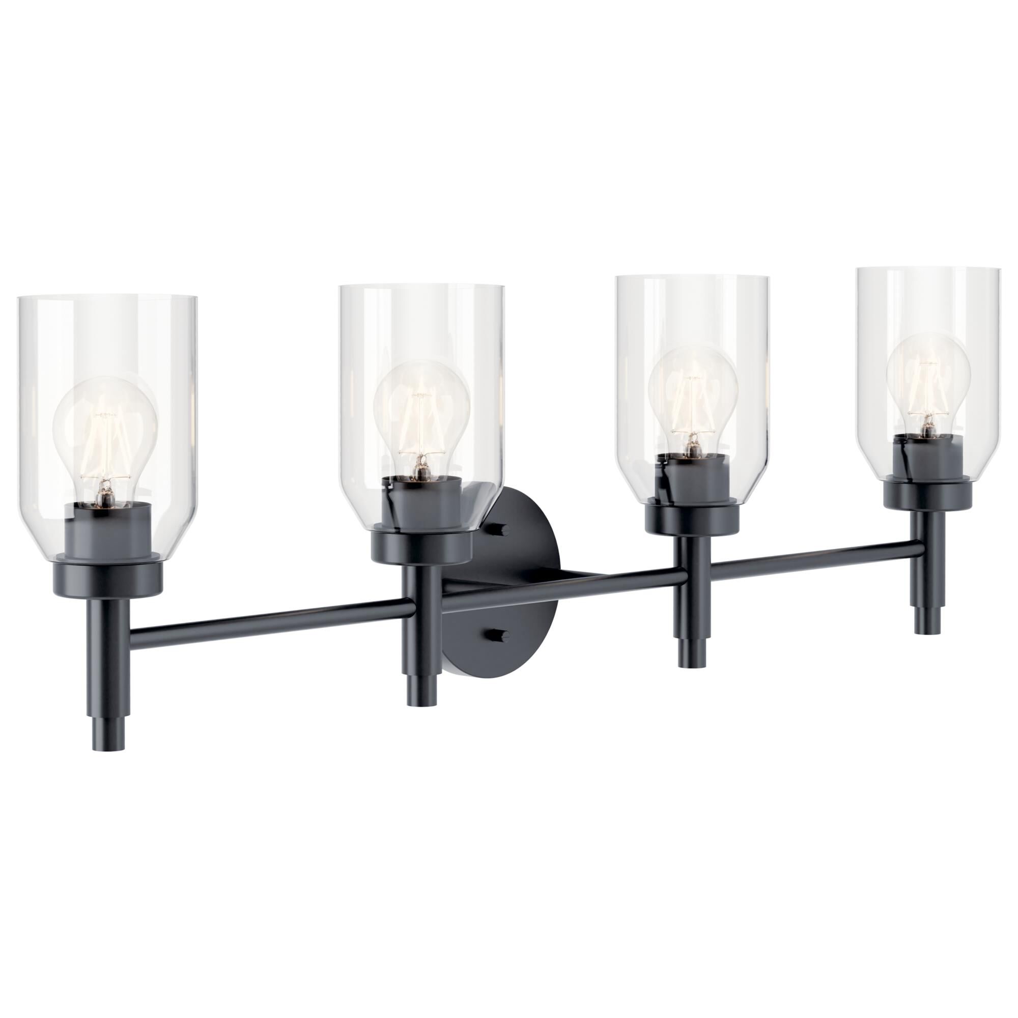 Shown in Black finish and Clear glass