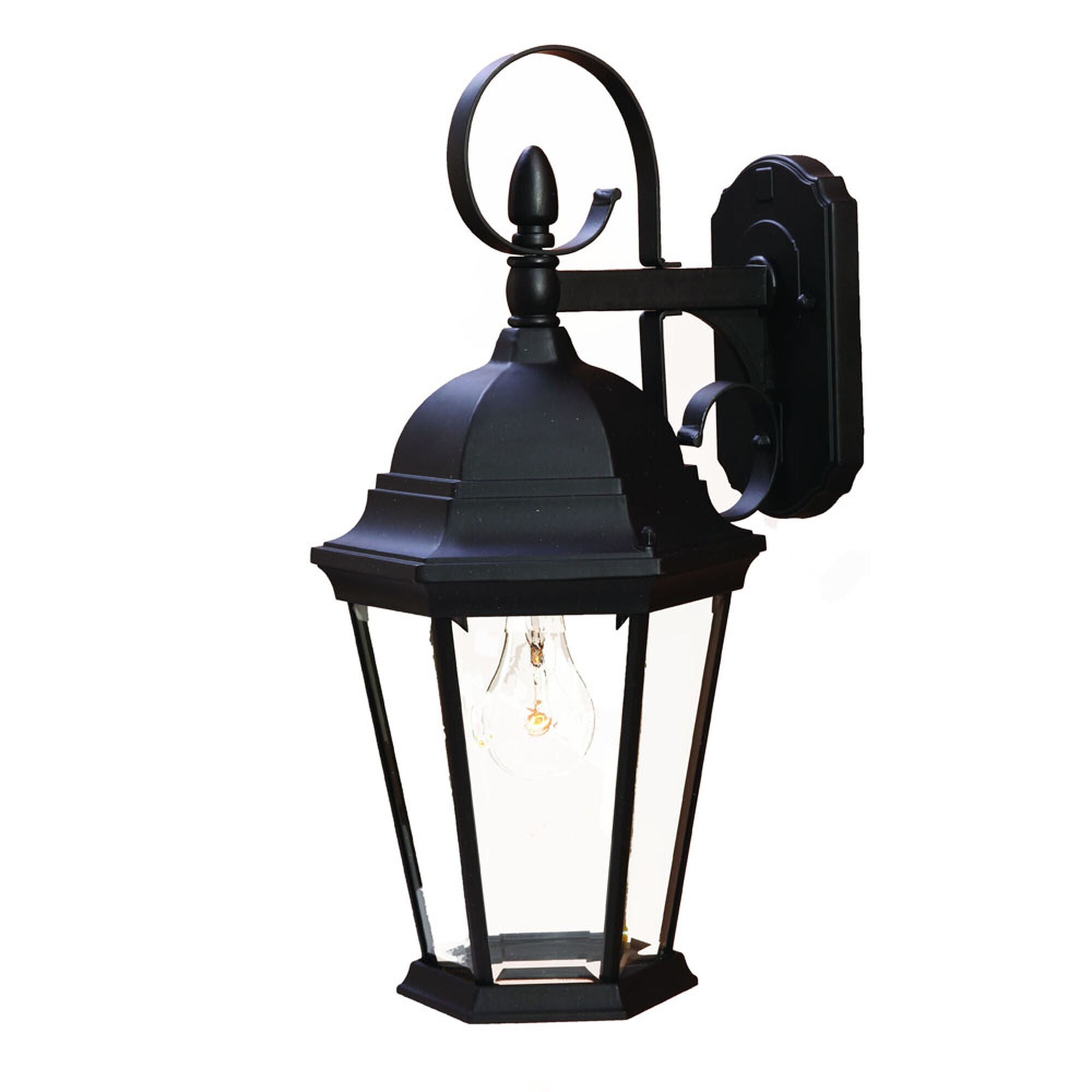 Shown in Matte Black finish and Clear glass and Clear Beveled Glass Panes shade