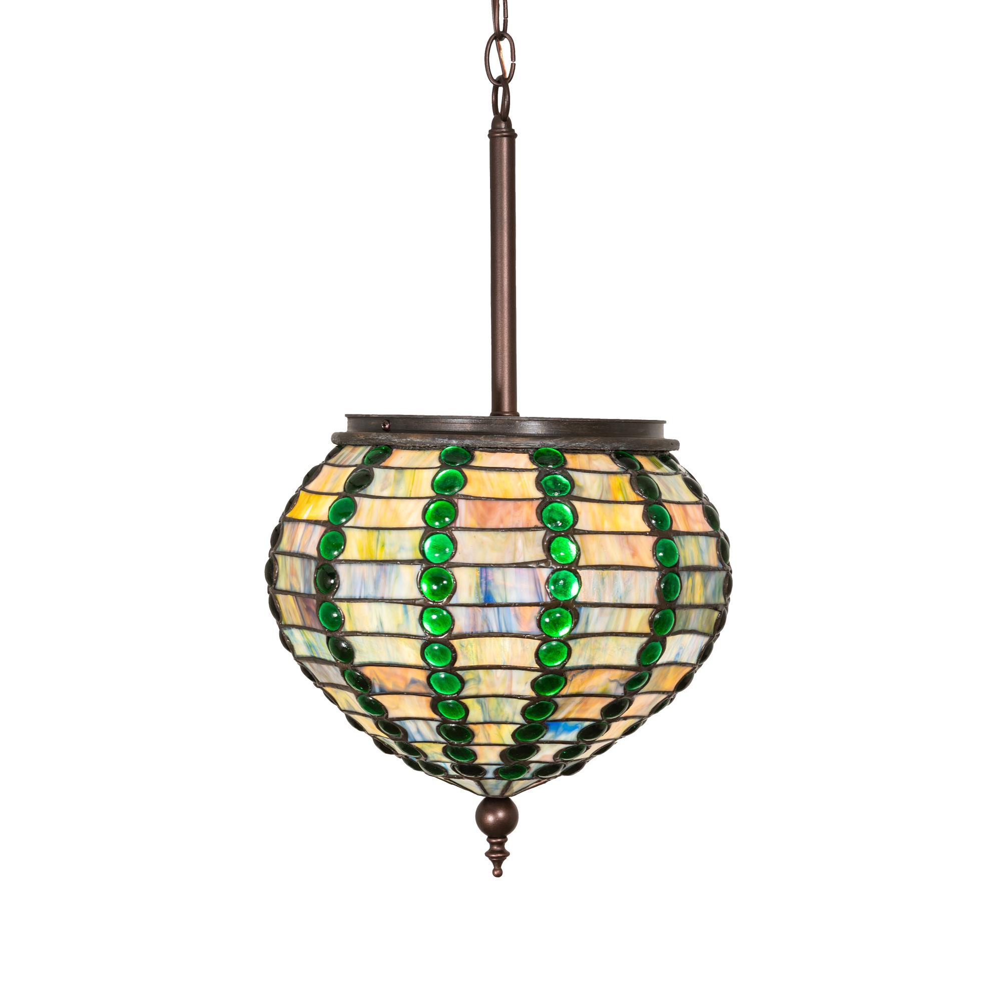 Shown in Mahogany Bronze finish and Green;Blue glass