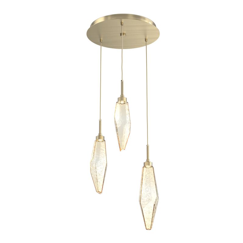 Rock Crystal 17 Inch 3 Light Multi Light Pendant by Hammerton Studio